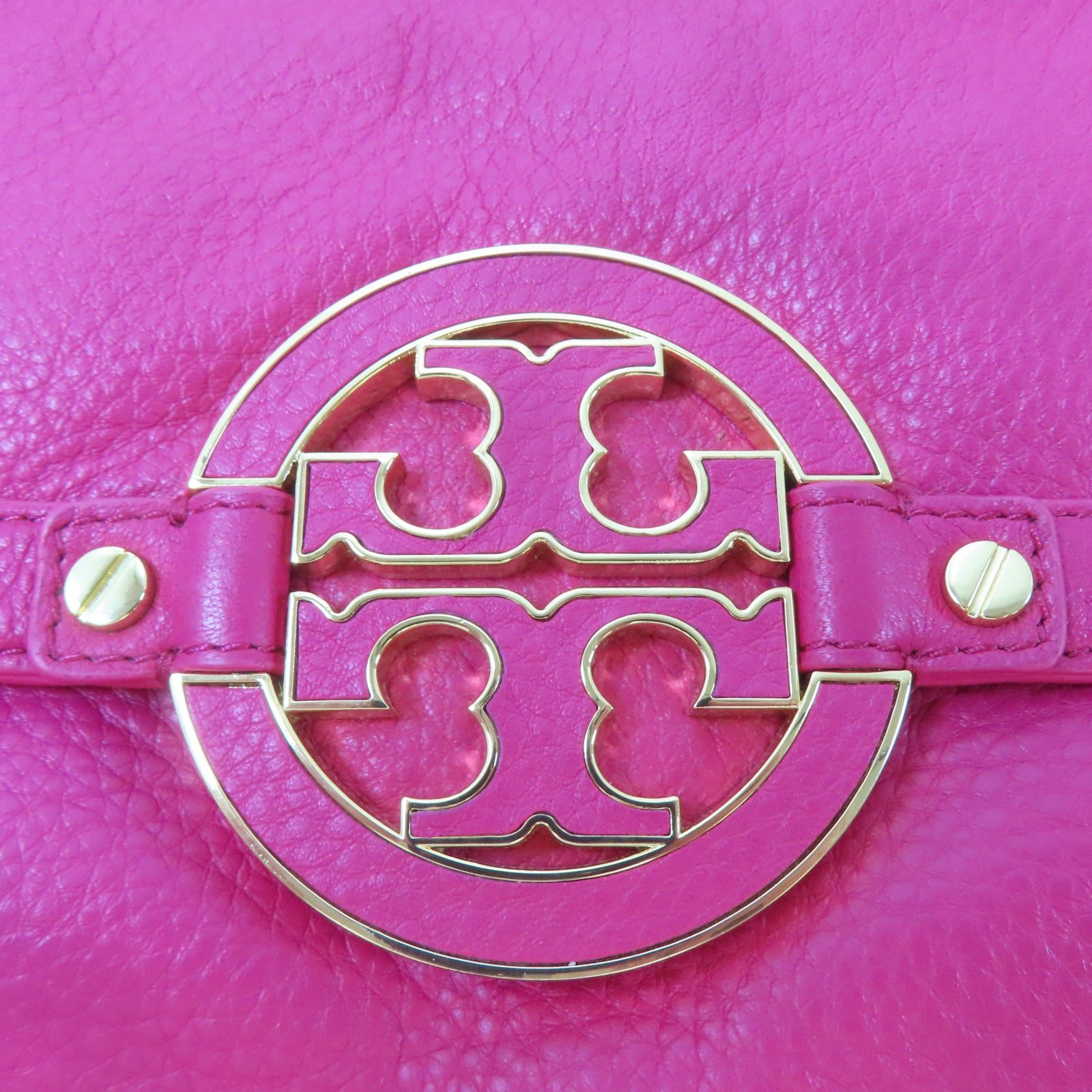 Tory Burch 【激減優惠】牛皮皮革Amanda Mini Flat Hobo金扣手挽肩背兩用袋桃紅色