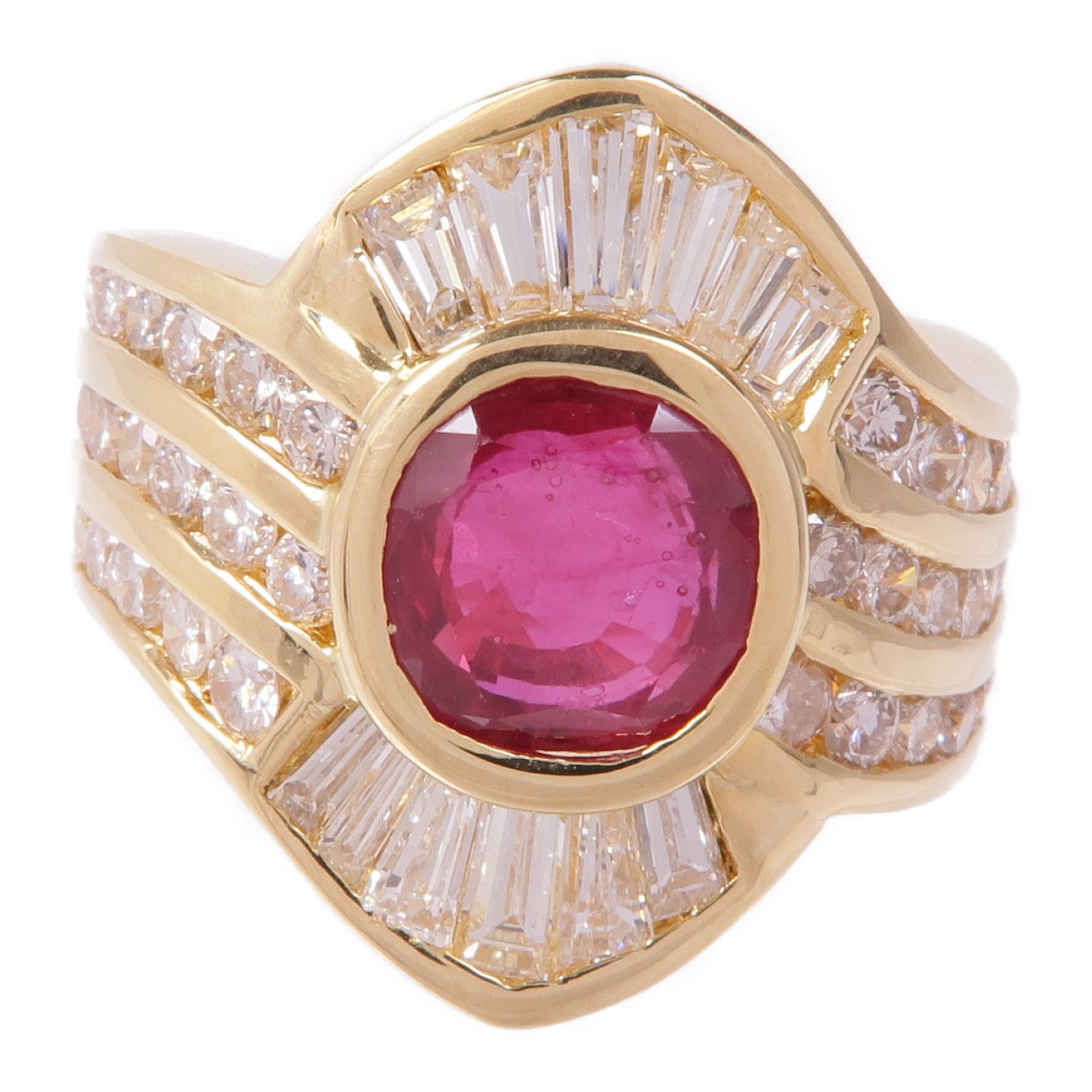 JEWELRY 18K黃金Ruby Diamond Ring紅寶石/鑽石戒指US#5