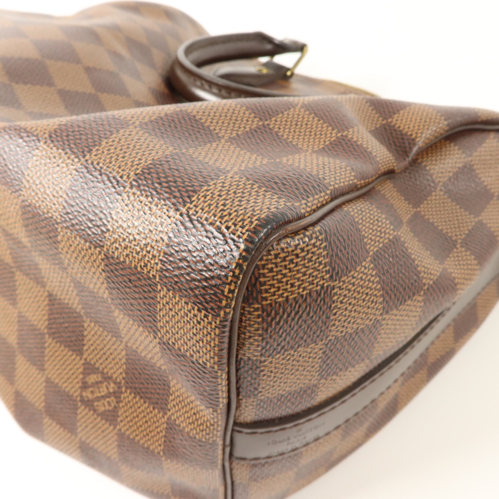 LOUIS VUITTON Damier Speedy Bandouliere 25金扣手挽肩背兩用袋棕色