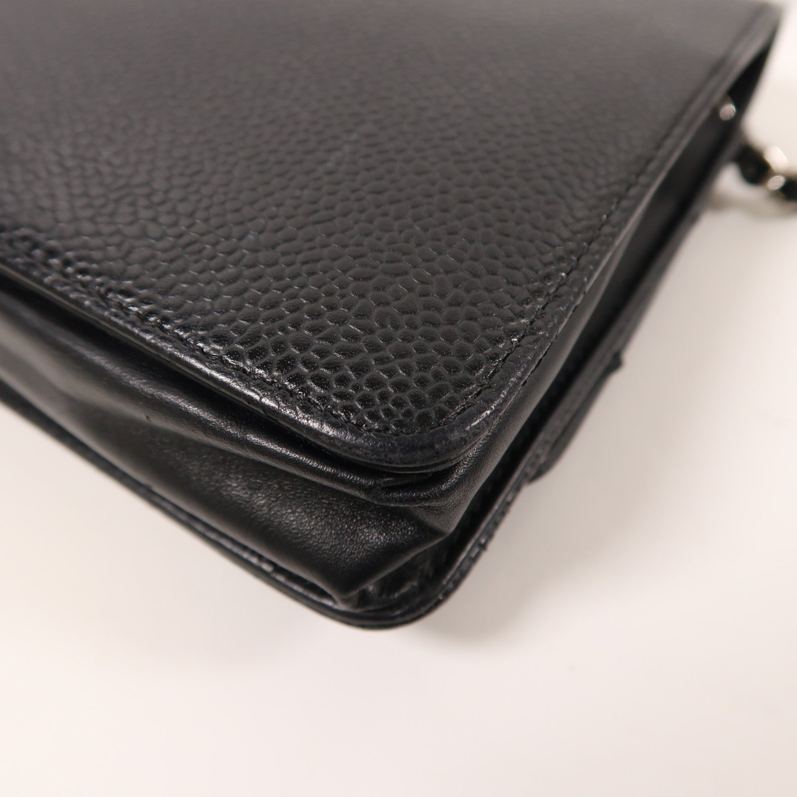 CHANEL 牛皮皮革Chain Shoulder銀扣鏈帶肩背袋