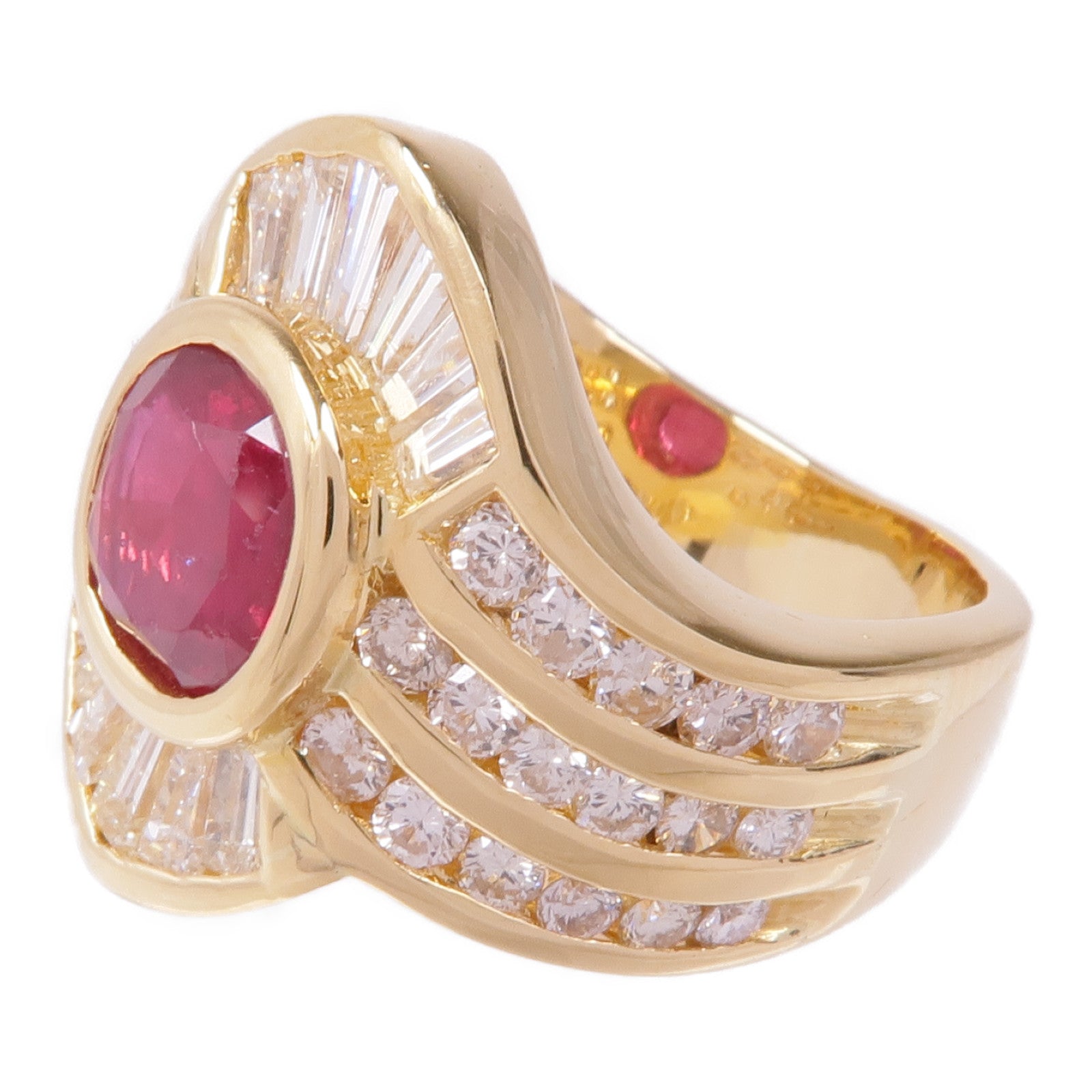 JEWELRY 18K黃金Ruby Diamond Ring紅寶石/鑽石戒指US#5