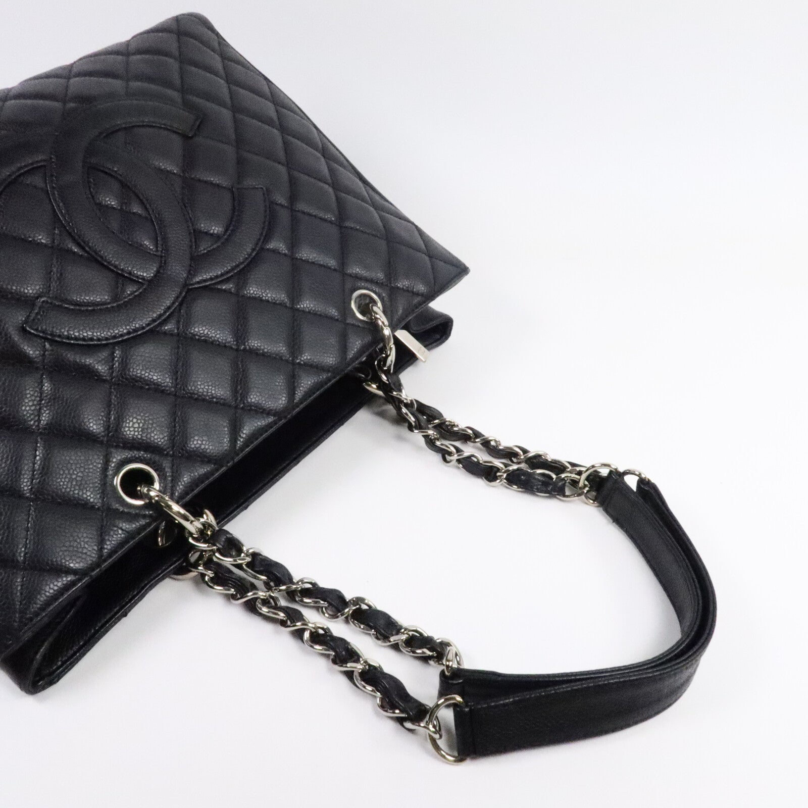 CHANEL 牛皮皮革GST Grand Shopping Tote Bag鏈帶肩背袋