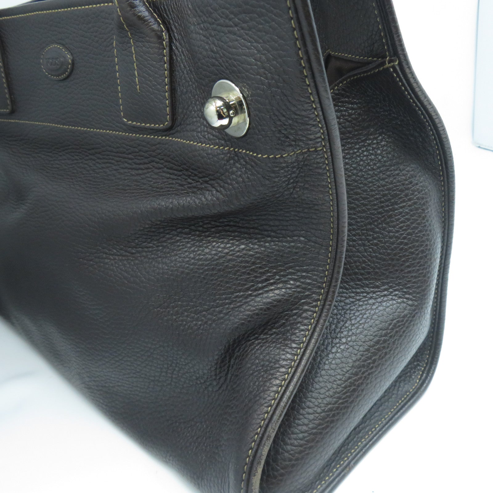 TOD’S 【清倉大減價】牛皮皮革Shoulder Bag銀扣肩背袋啡色