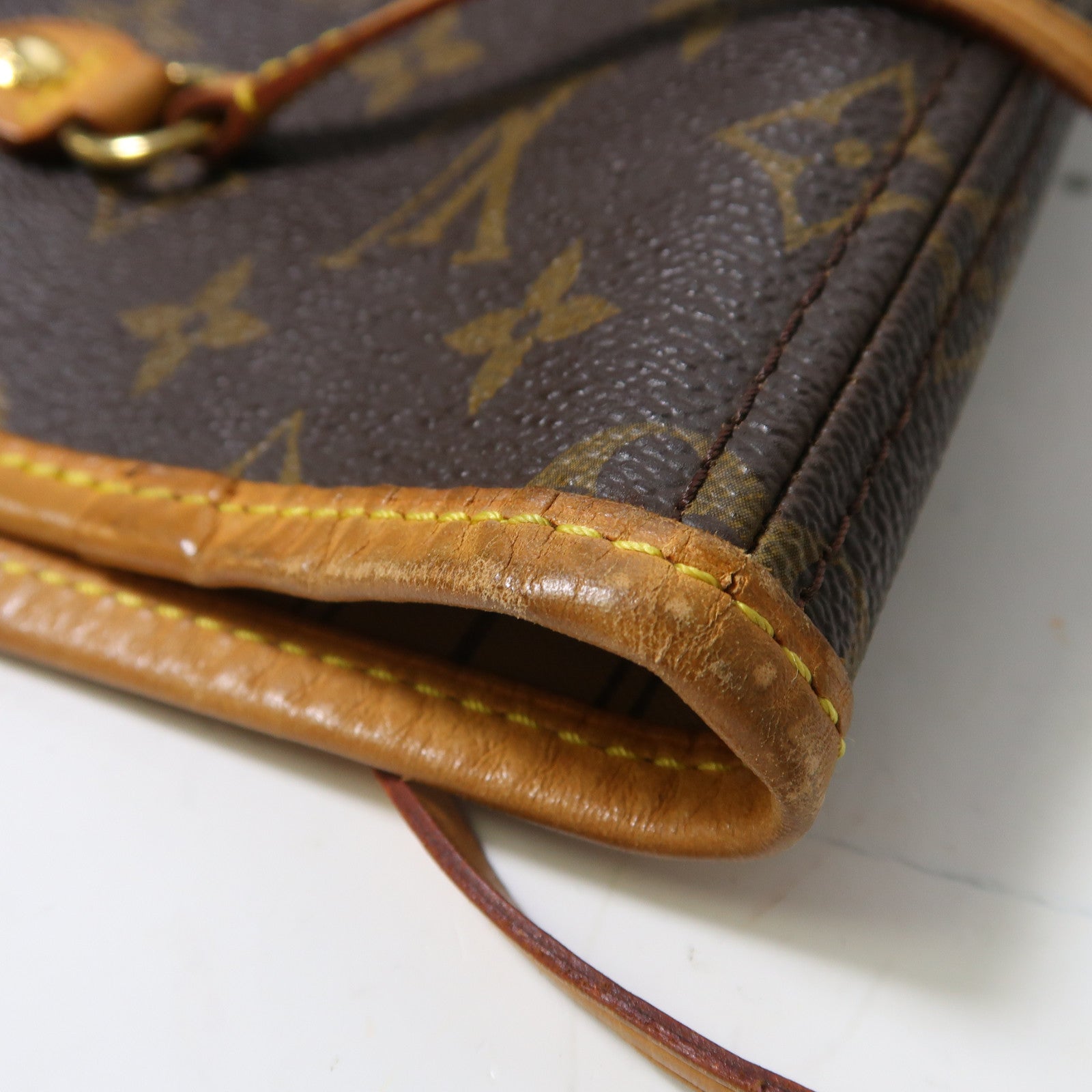 LOUIS VUITTON Monogram Neverfull GM金扣手挽袋啡色