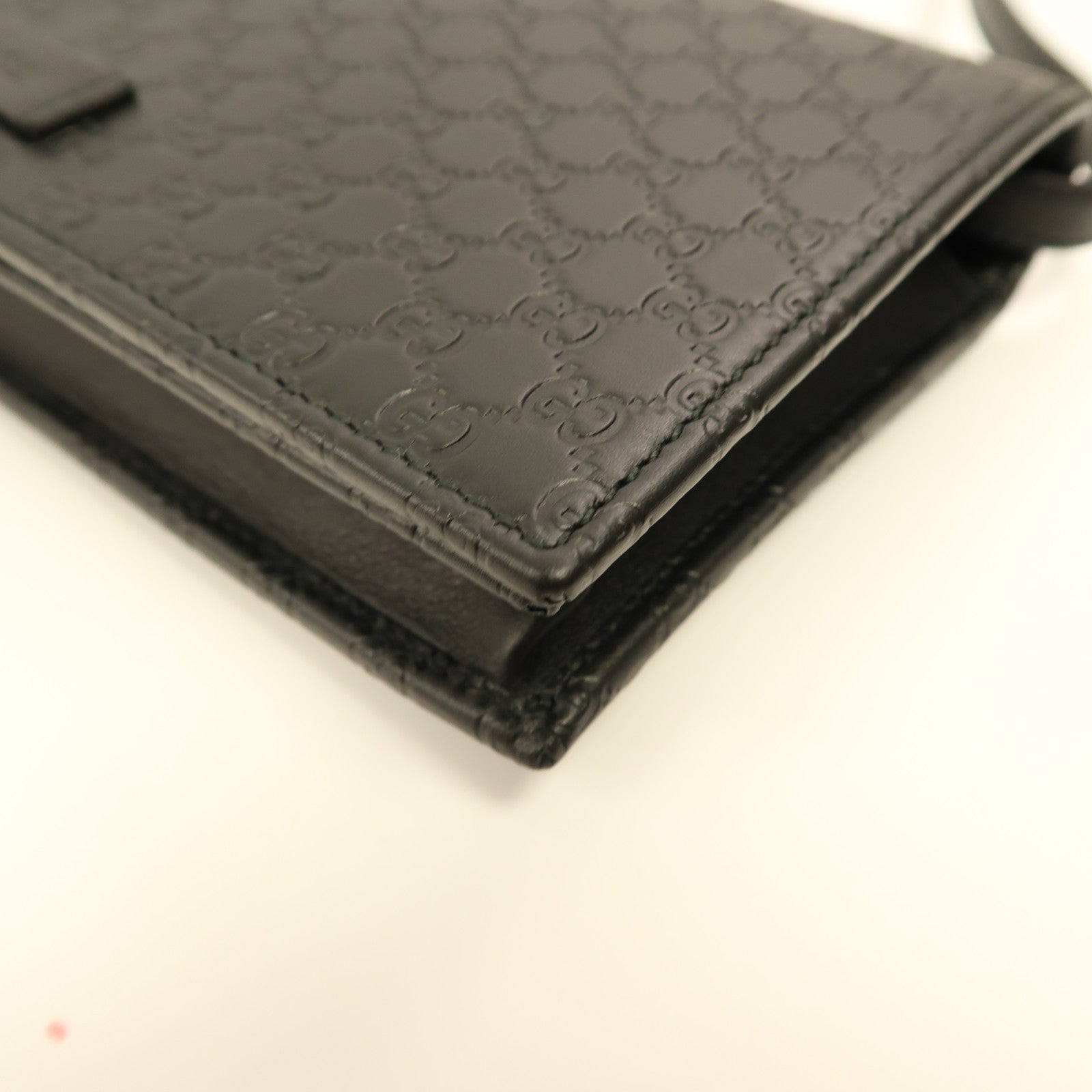 GUCCI 牛皮皮革Microguccissima金扣肩背袋黑色
