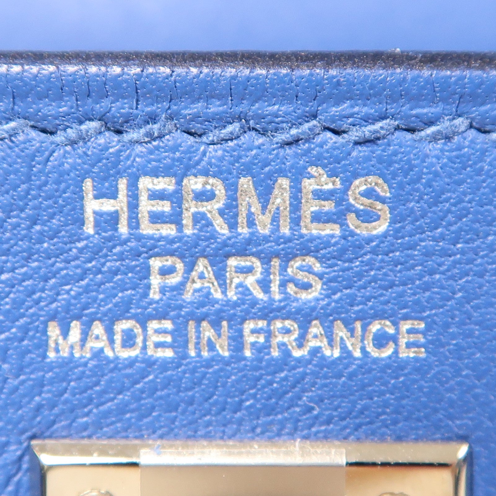 HERMES Swift皮革Kelly 25銀扣手挽肩背兩用袋Bleu France