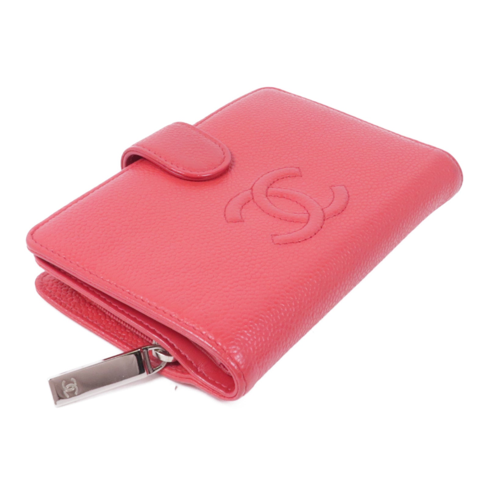 CHANEL 牛皮皮革Wallet銀扣錢包