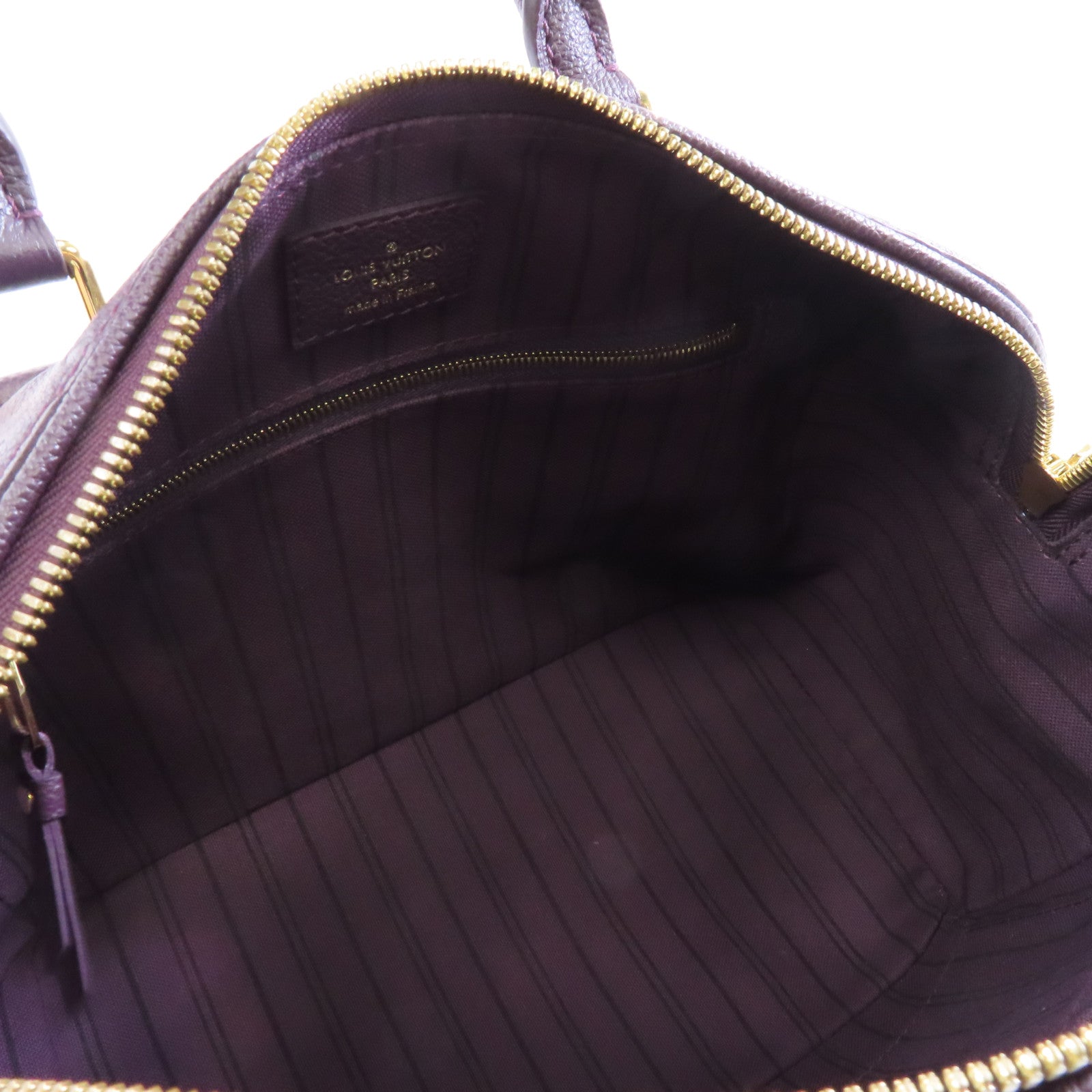 LOUIS VUITTON Monogram Empreinte Bandolier Speedy 25金扣手挽肩背兩用袋紫色