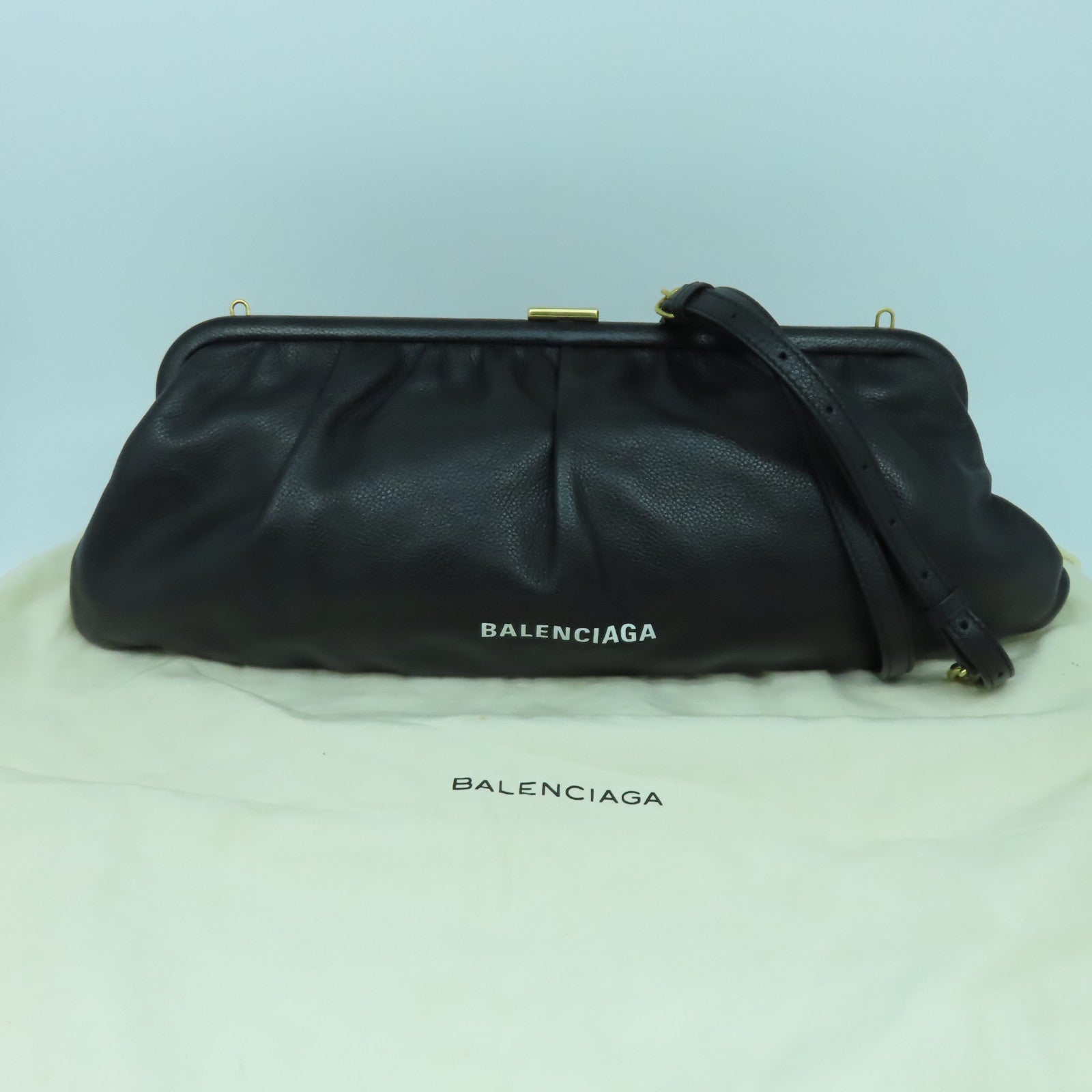BALENCIAGA 【激減優惠】牛皮皮革2 Way Shoulder Bag金扣手拿包肩背袋兩用黑色
