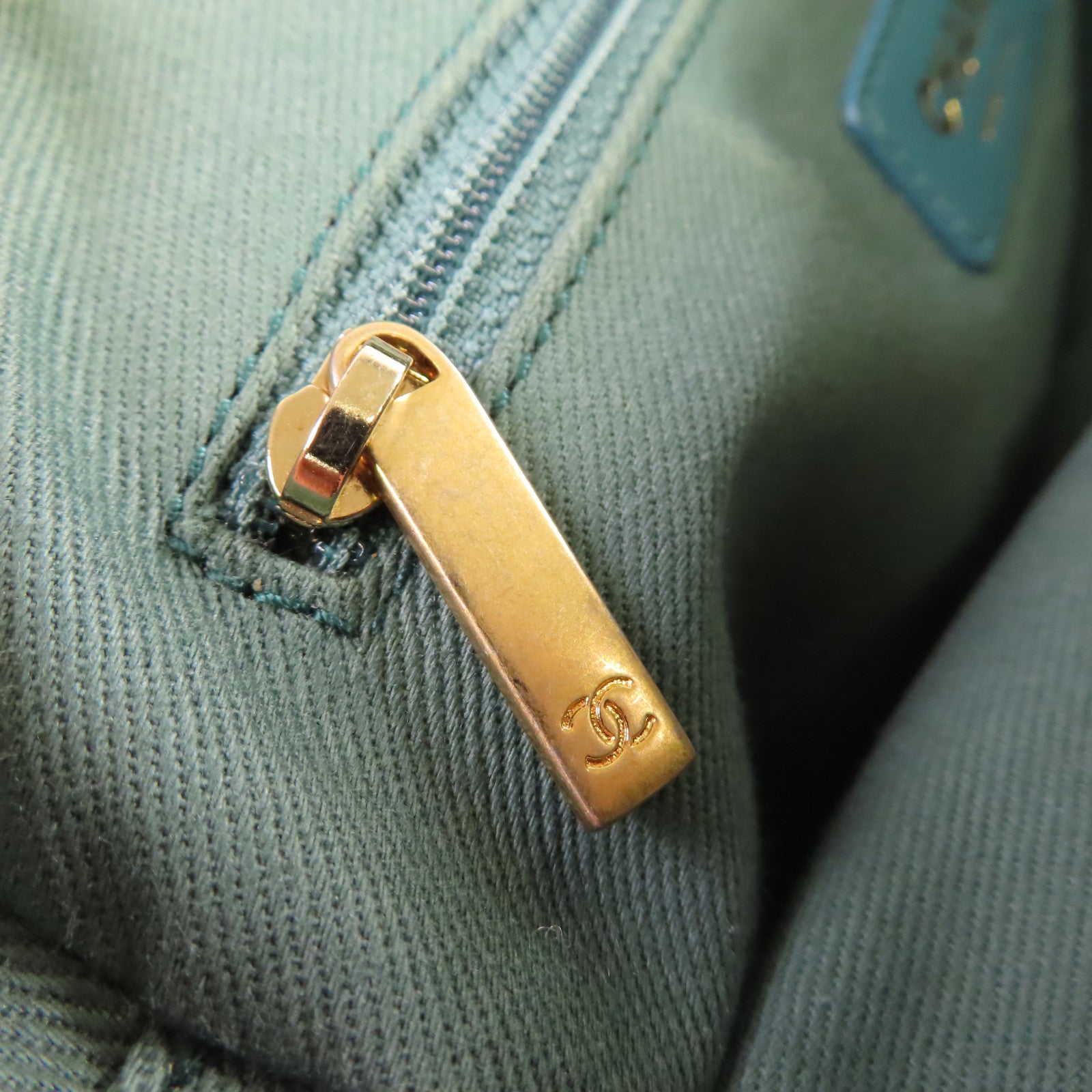 CHANEL 菱格斜紋軟呢Chain Shoulder Bag金扣鏈帶肩背袋綠色