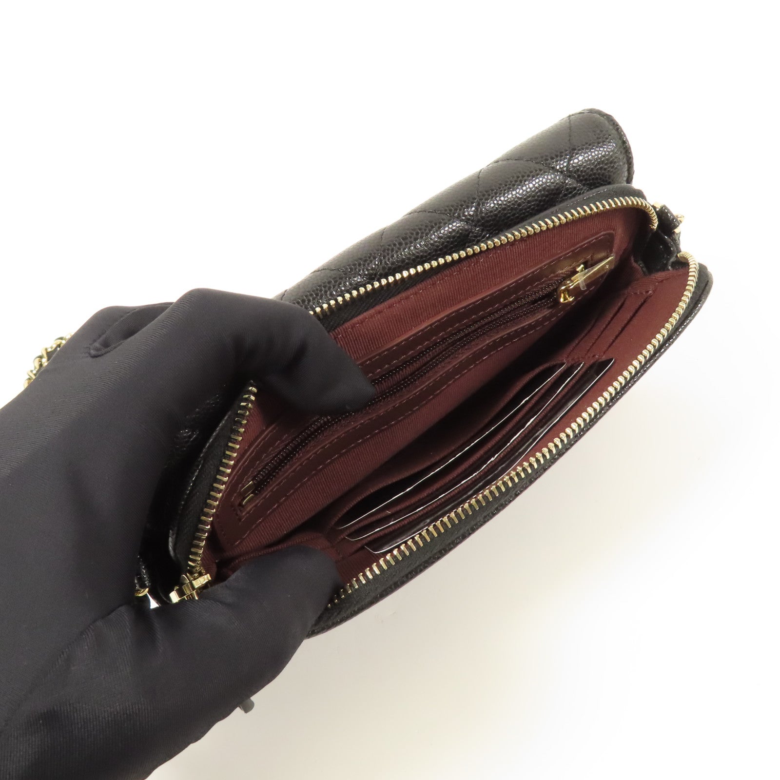 CHANEL 牛皮皮革Chain Shoulder金扣鏈帶肩背袋