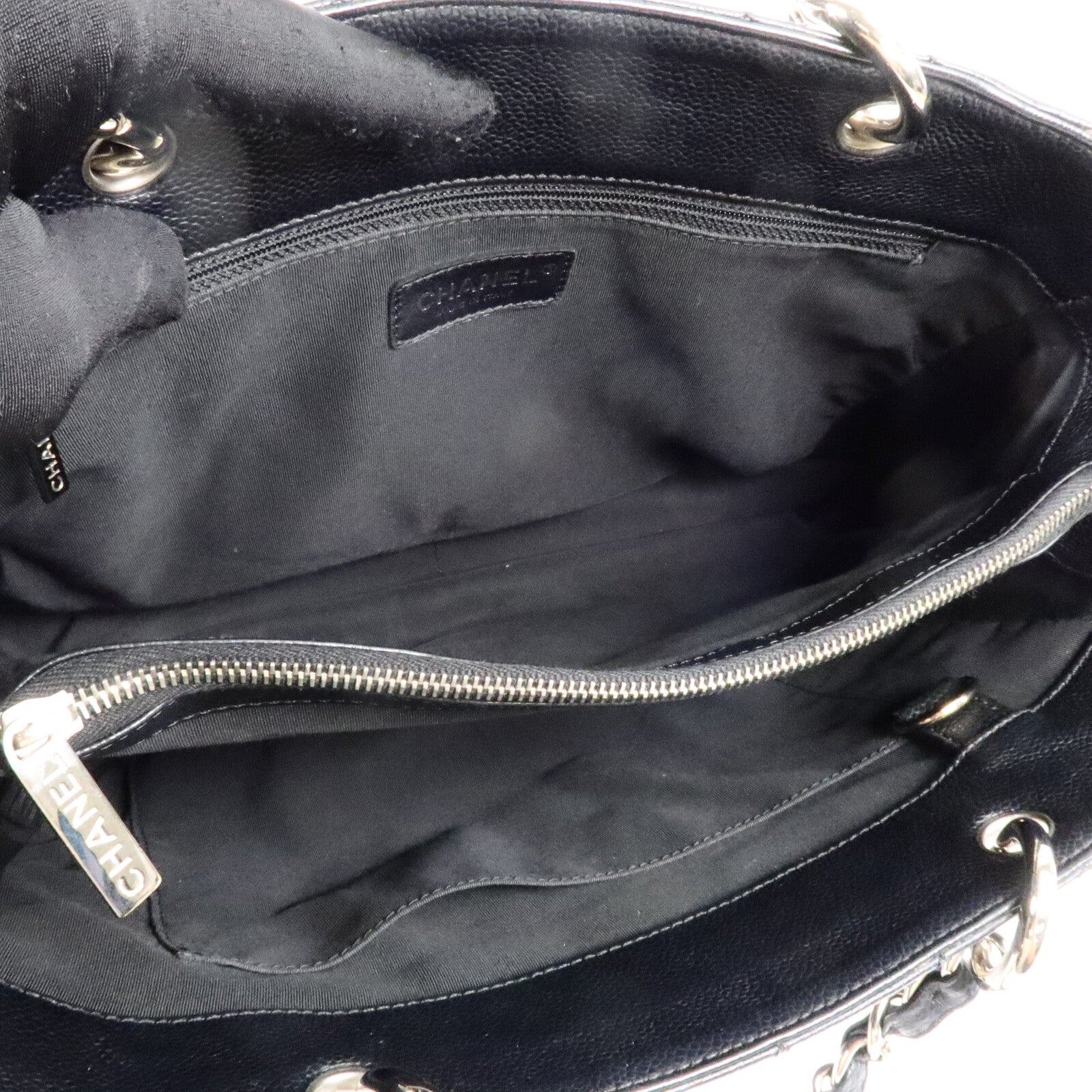 CHANEL 牛皮皮革GST Grand Shopping Tote Bag鏈帶肩背袋