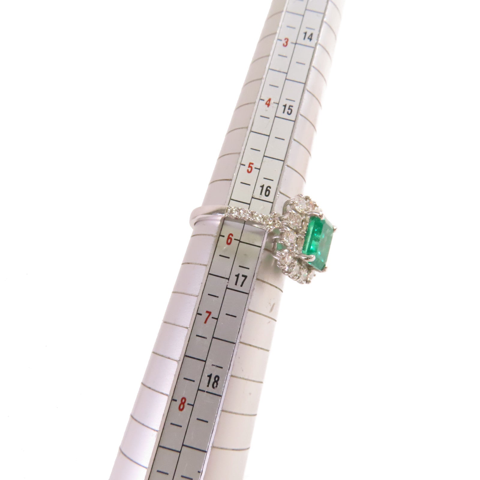 JEWELRY PT950鉑金/1.48ct綠寶石/0.86ct鑽石Emerald Diamond Ring戒指US#5.75