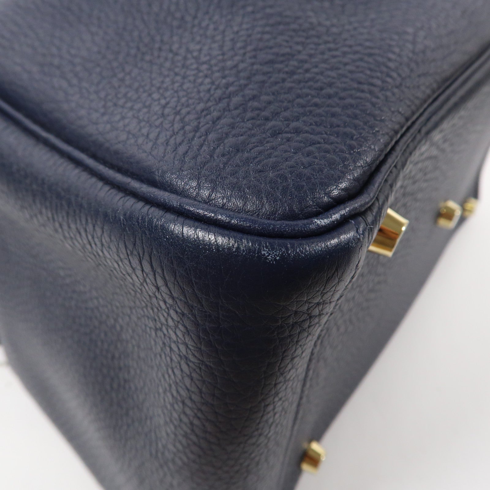 HERMES 【激減優惠】Clemence皮革Lindy 30金扣手挽肩背兩用袋Bleu Nuit/午夜藍色