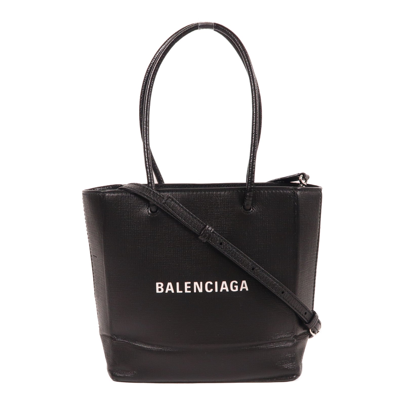 BALENCIAGA 牛皮皮革2 way Shoulder Bag銀扣手挽肩背兩用袋黑色