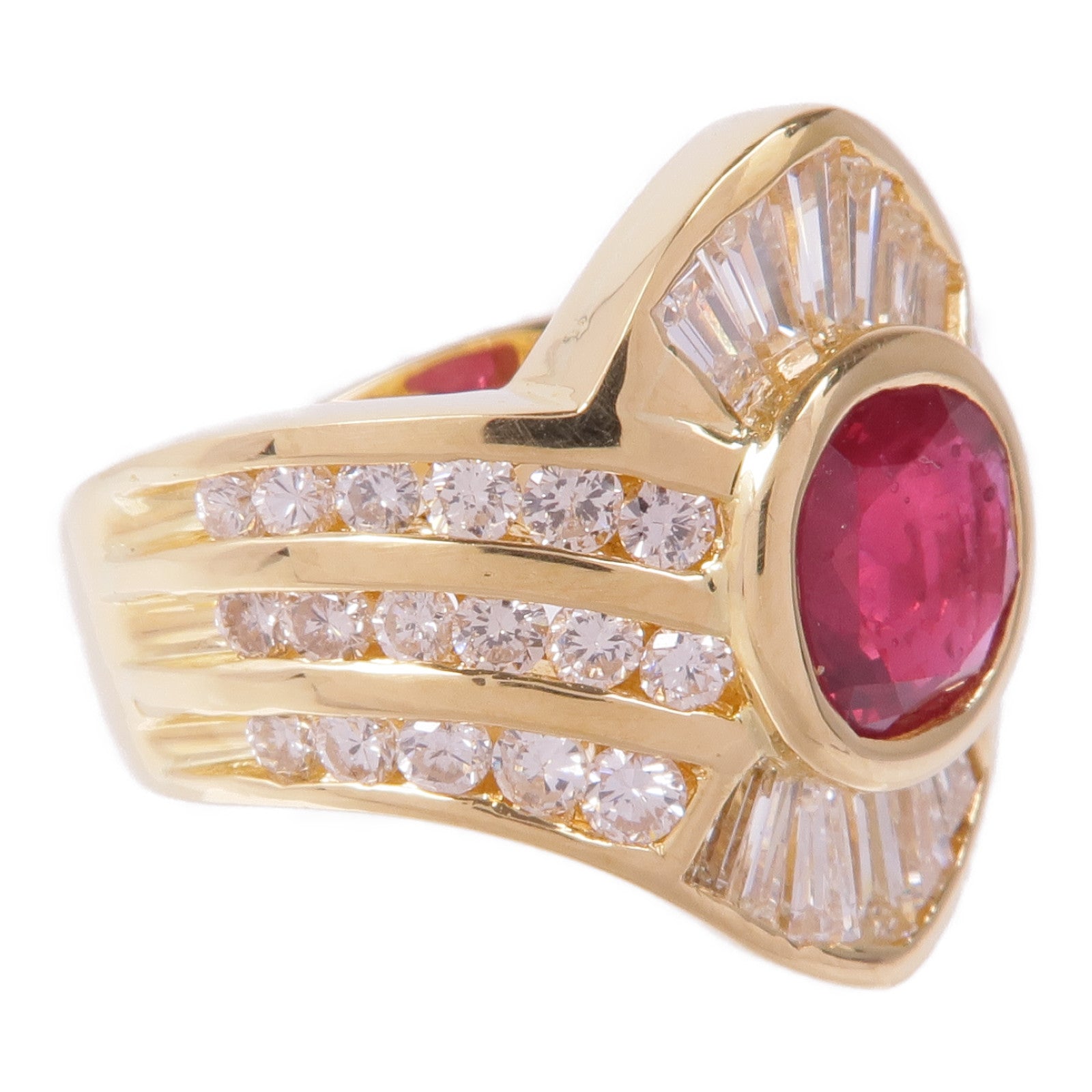 JEWELRY 18K黃金Ruby Diamond Ring紅寶石/鑽石戒指US#5