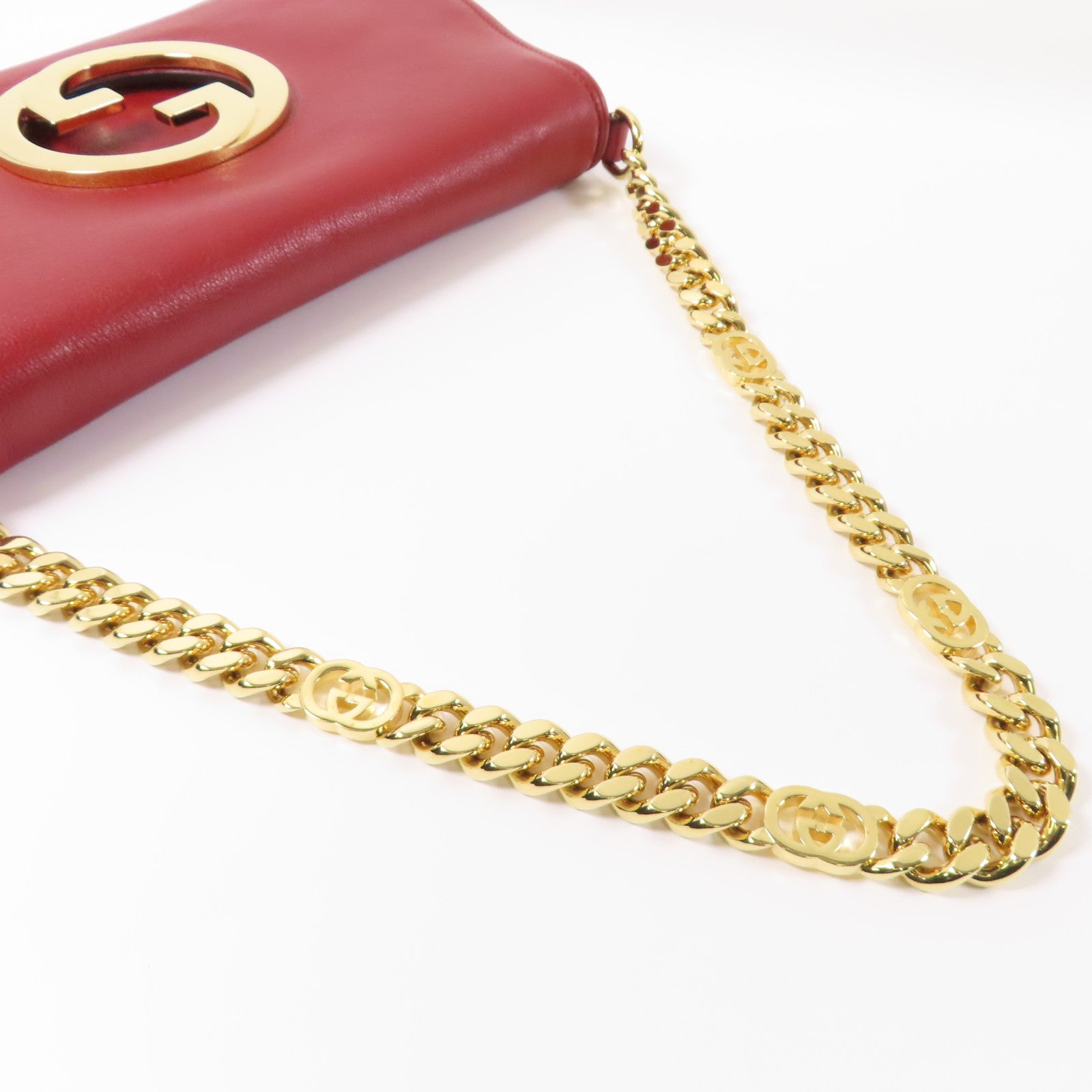 GUCCI 【激減優惠】牛皮皮革Blondie金扣肩背袋紅色