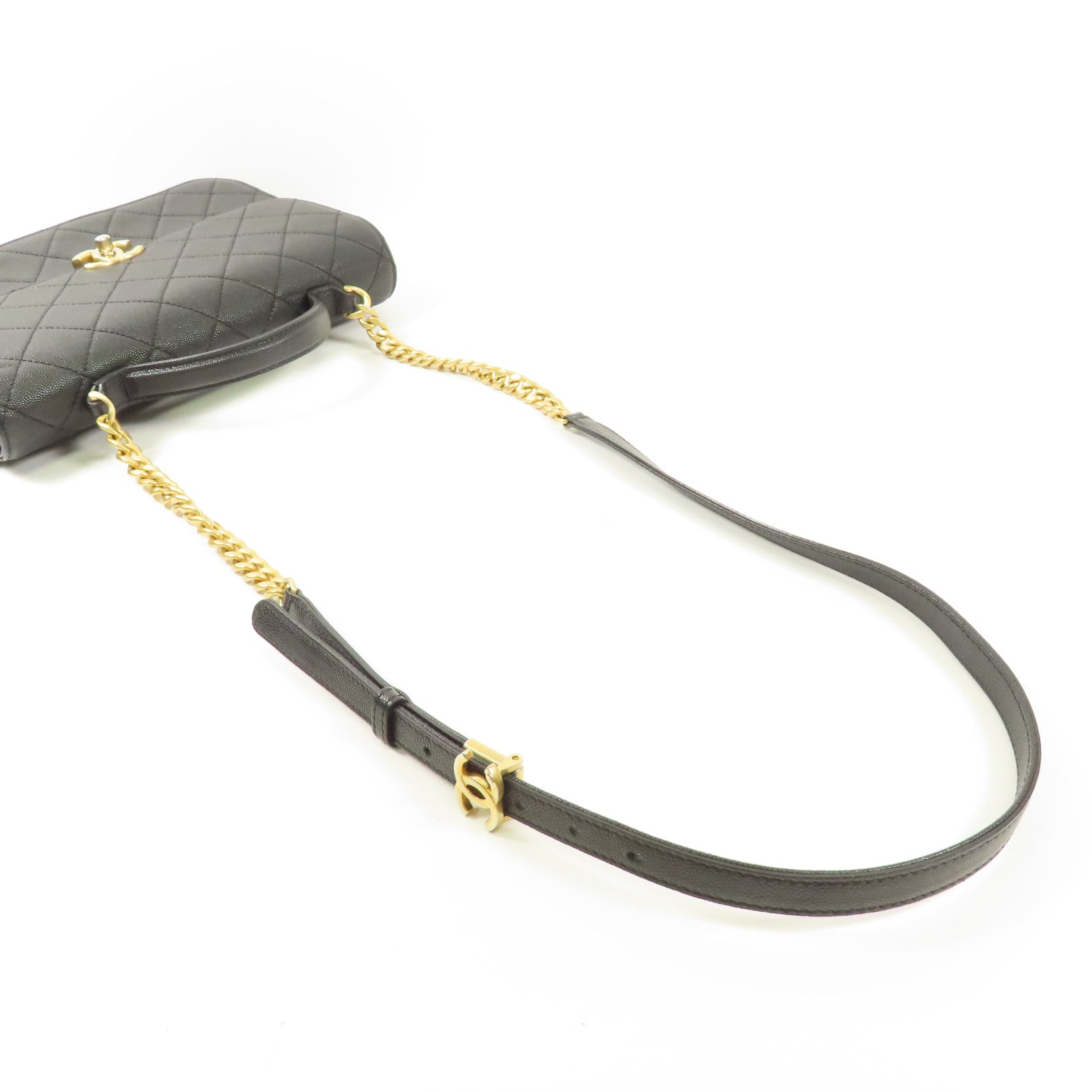 CHANEL 牛皮皮革Chain Shoulder金扣手挽肩背兩用袋