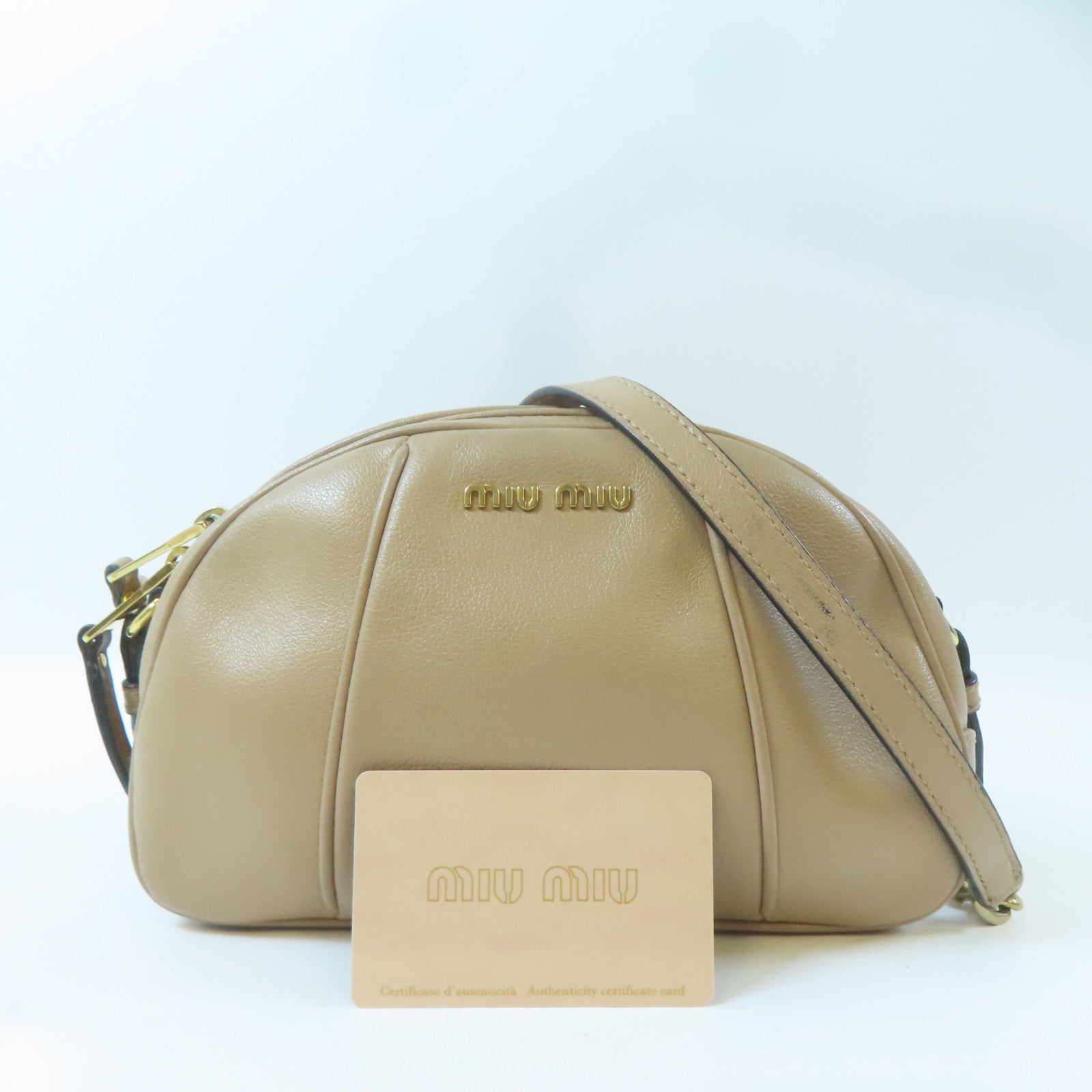 Miu Miu 牛皮皮革Shoulder Bag肩背袋米色