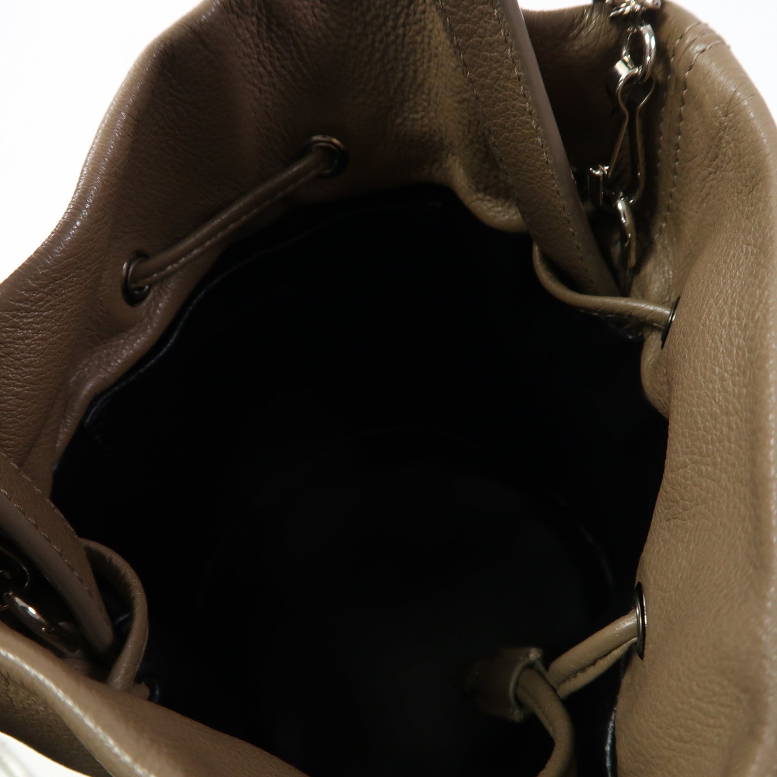 BALENCIAGA 牛皮皮革Everday Drawstring銀扣手挽肩背兩用袋啡色
