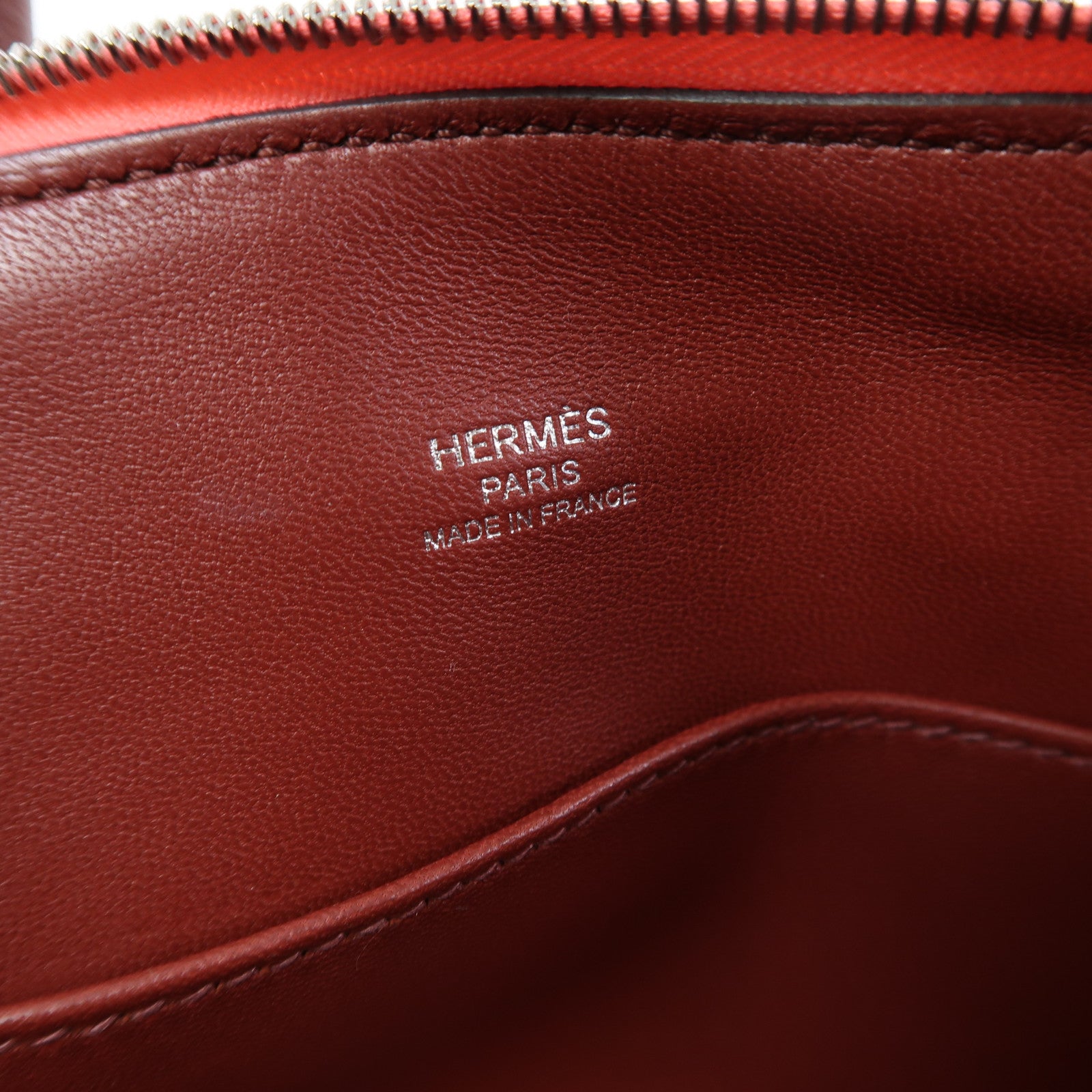 HERMES Evercolor皮革Bolide Mini銀扣手挽肩背兩用袋紅色/粉紅色