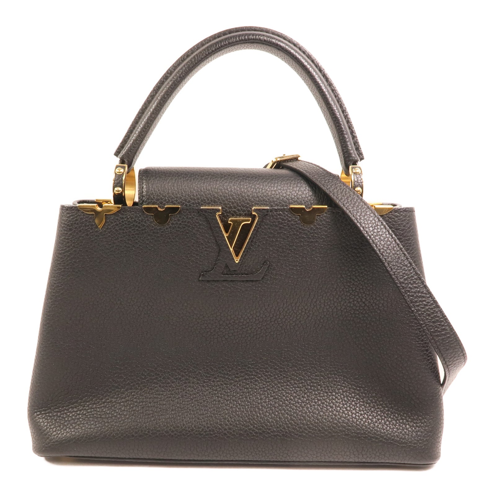 LOUIS VUITTON 牛皮皮革Capucines MM金扣手挽肩背兩用袋