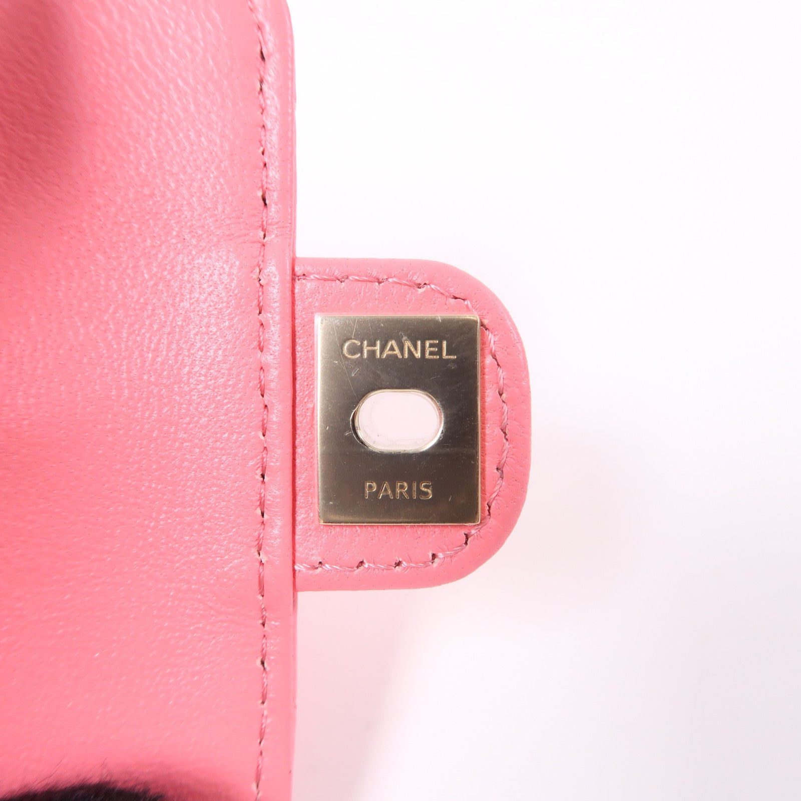 CHANEL 菱格羊皮皮革Coin Case金扣零錢包粉紅色