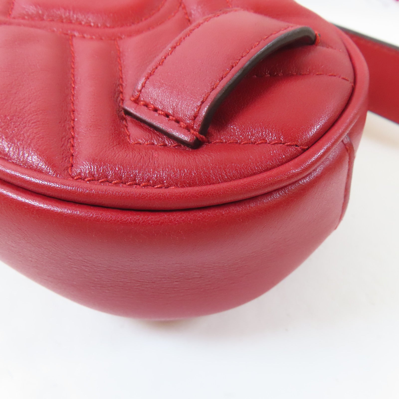 GUCCI 【激減優惠】牛皮皮革GG Marmont金扣腰包紅色