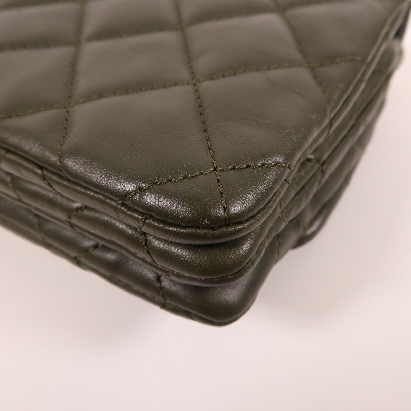 CHANEL 羊皮皮革Chain Shoulder金扣鏈帶肩背袋綠色