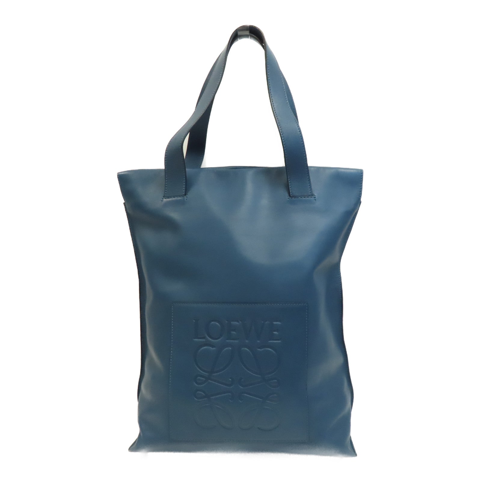 LOEWE 牛皮皮革Tote Bag銀扣手挽袋藍色 Brand Off Hong Kong Online Store