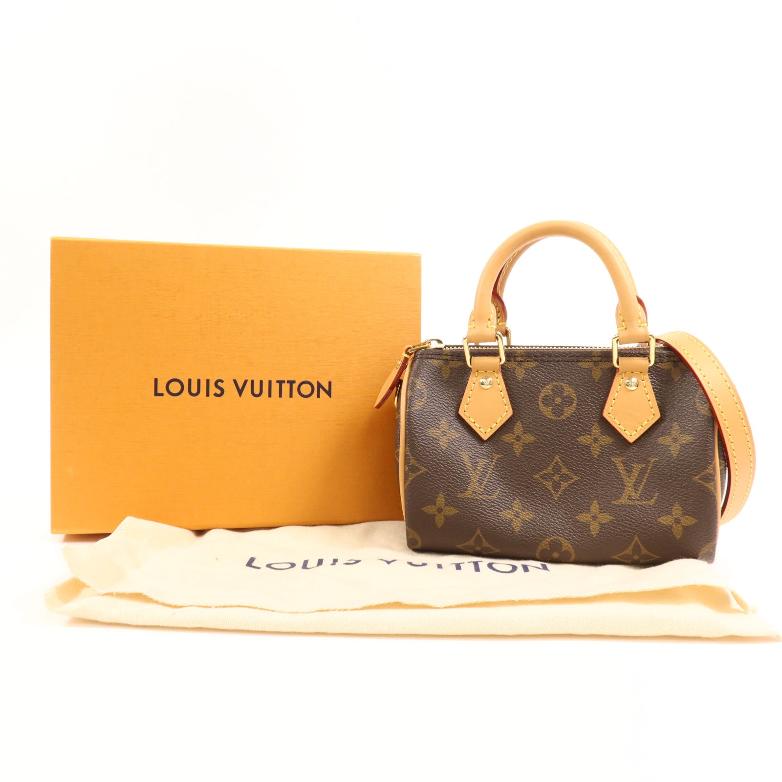 LOUIS VUITTON Monogram Nano Speedy金扣手挽肩背兩用袋