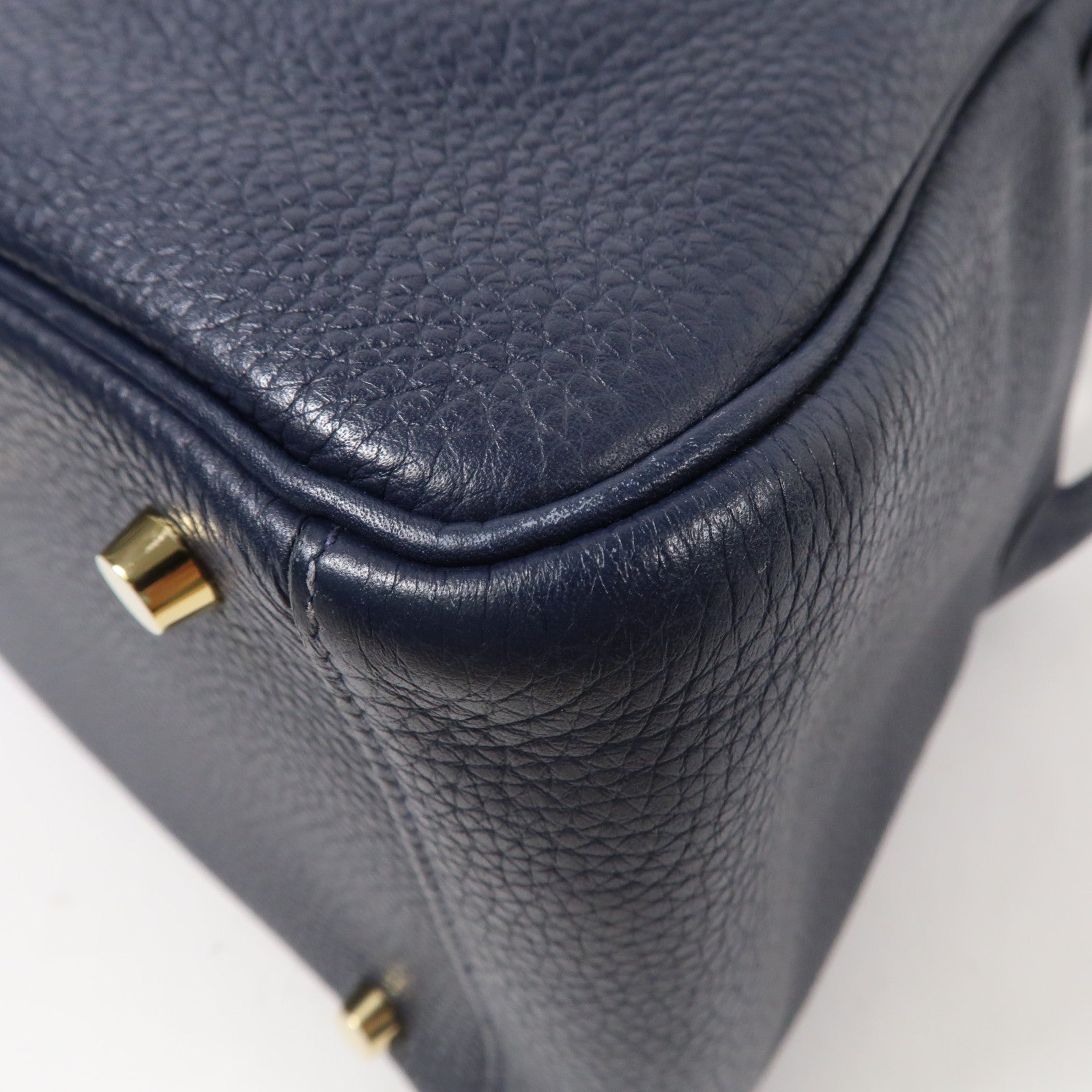 HERMES 【激減優惠】Clemence皮革Lindy 30金扣手挽肩背兩用袋Bleu Nuit/午夜藍色