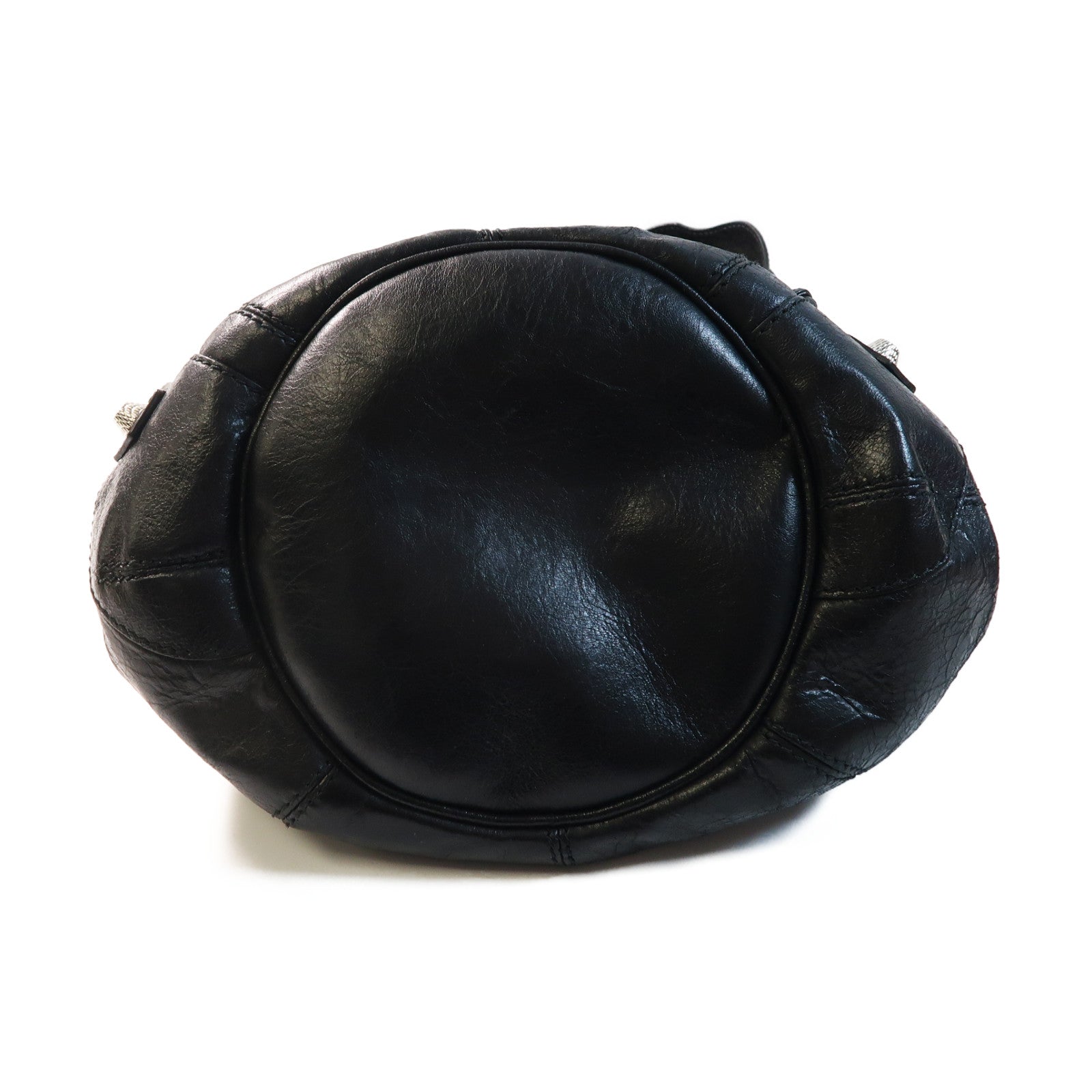 BALENCIAGA 牛皮皮革Giant 12 Mini Pompon銀扣手挽肩背兩用袋黑色