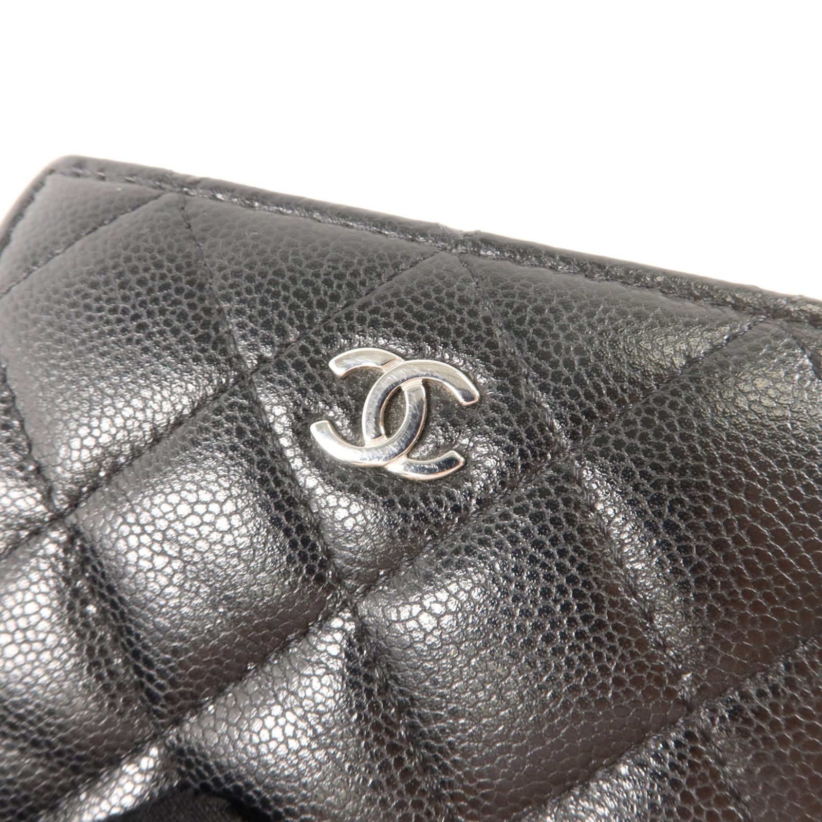 CHANEL 牛皮皮革Compact Wallet銀扣錢包