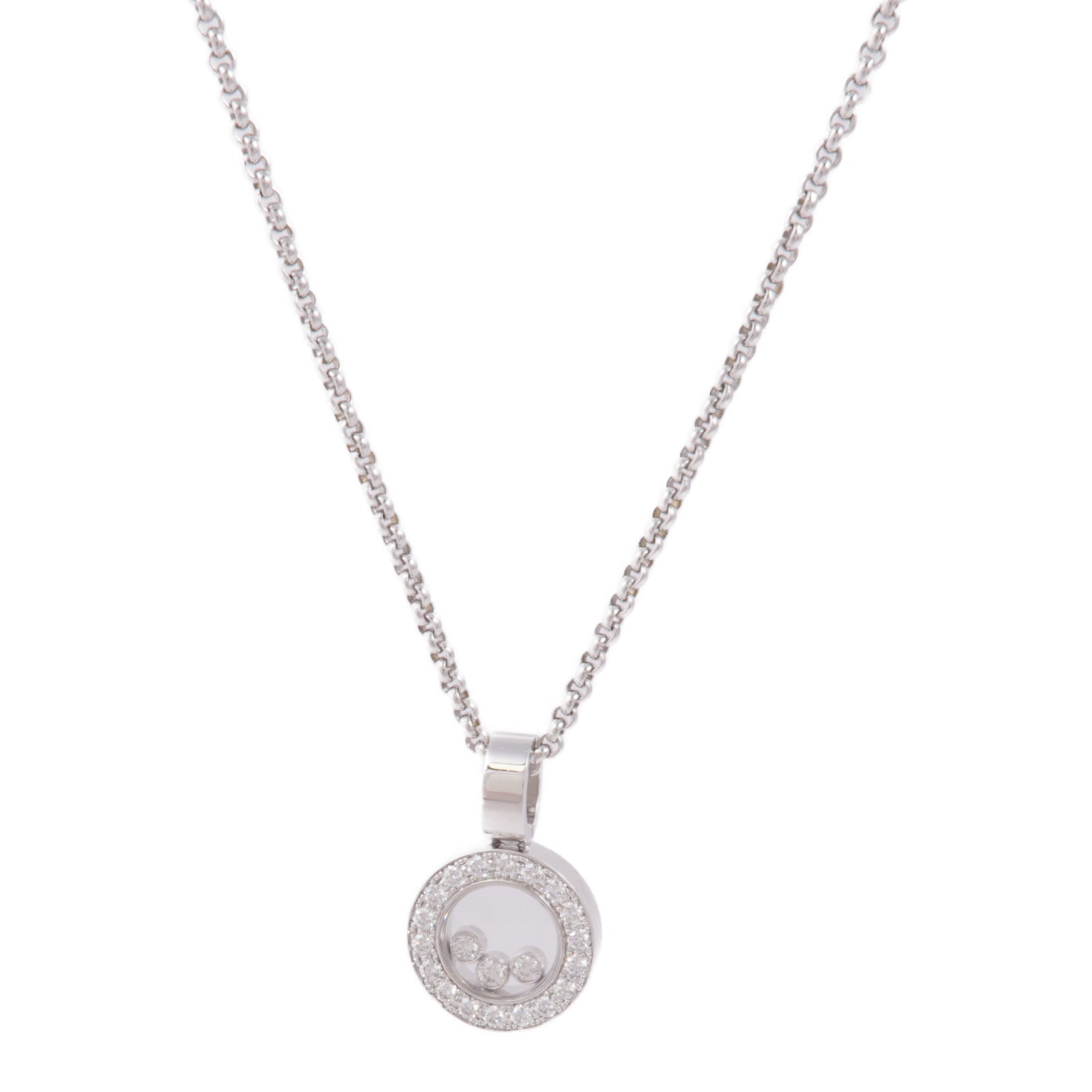 Chopard 18K白金Happy Diamond Necklace鑽石項鍊