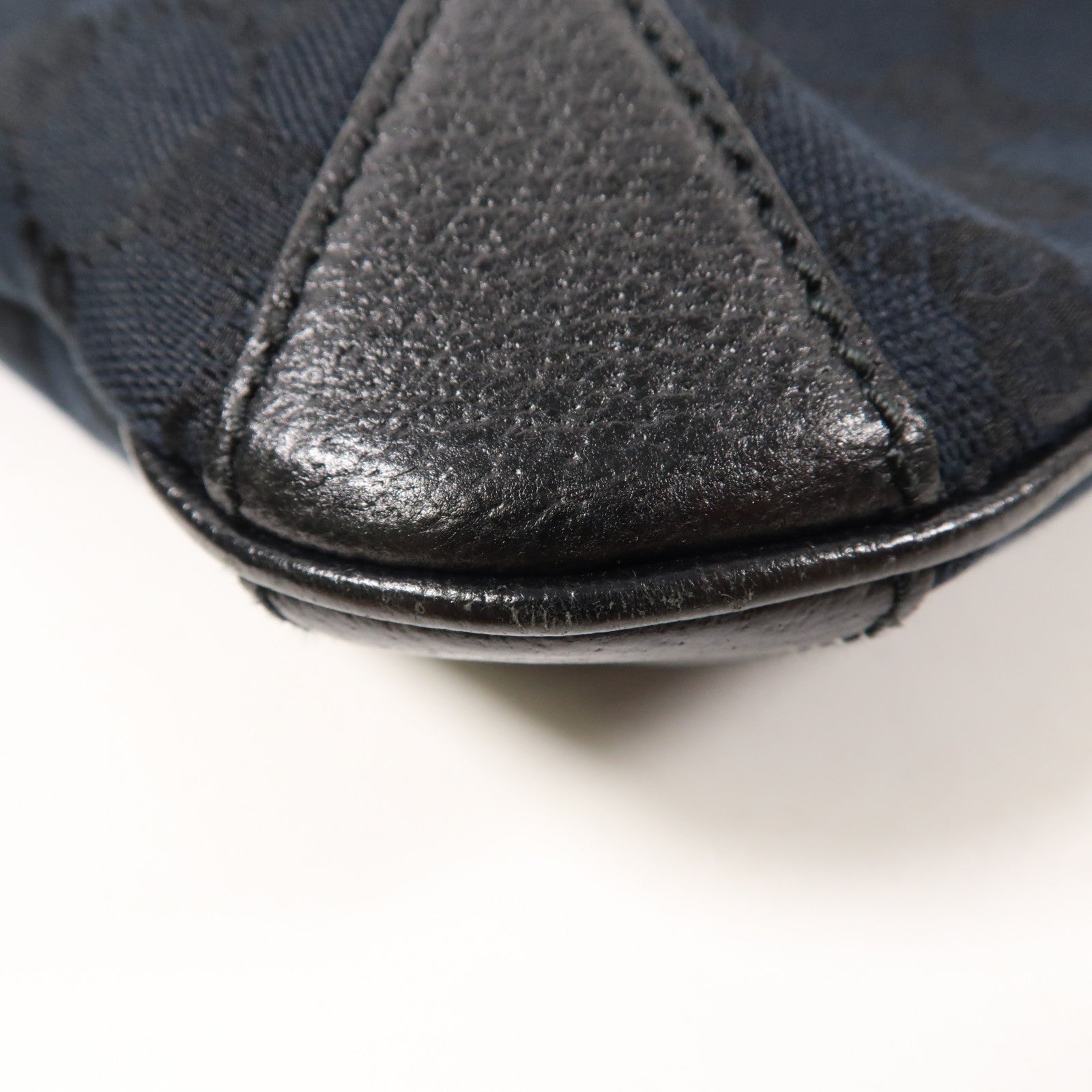 GUCCI 帆布Horsebit Hand Bag銀扣手挽袋黑色