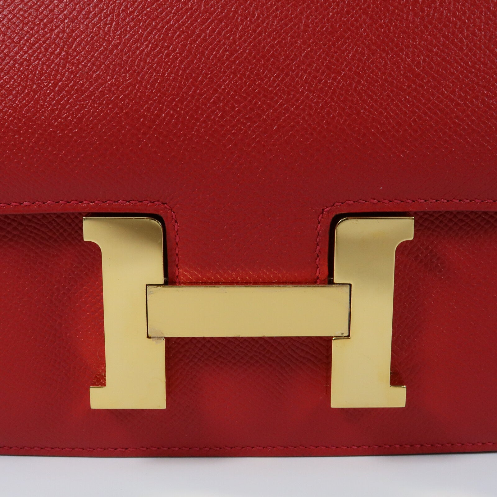 HERMES Epsom皮革Constance 24金扣肩背袋Rouge Casaque