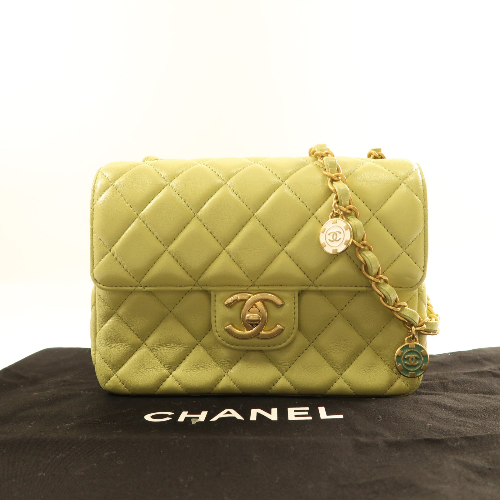CHANEL 羊皮皮革Chain Shoulder金扣肩背袋