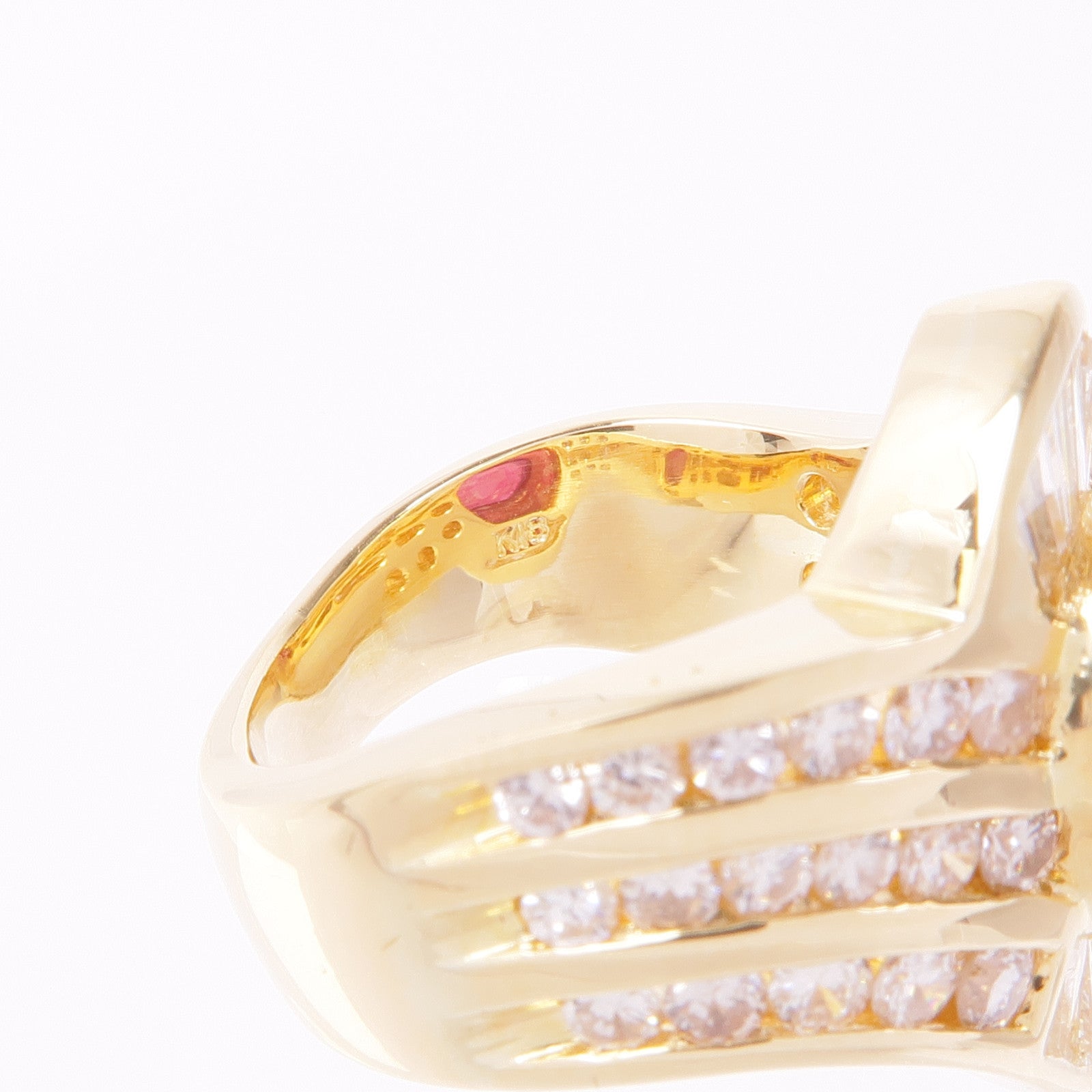 JEWELRY 18K黃金Ruby Diamond Ring紅寶石/鑽石戒指US#5