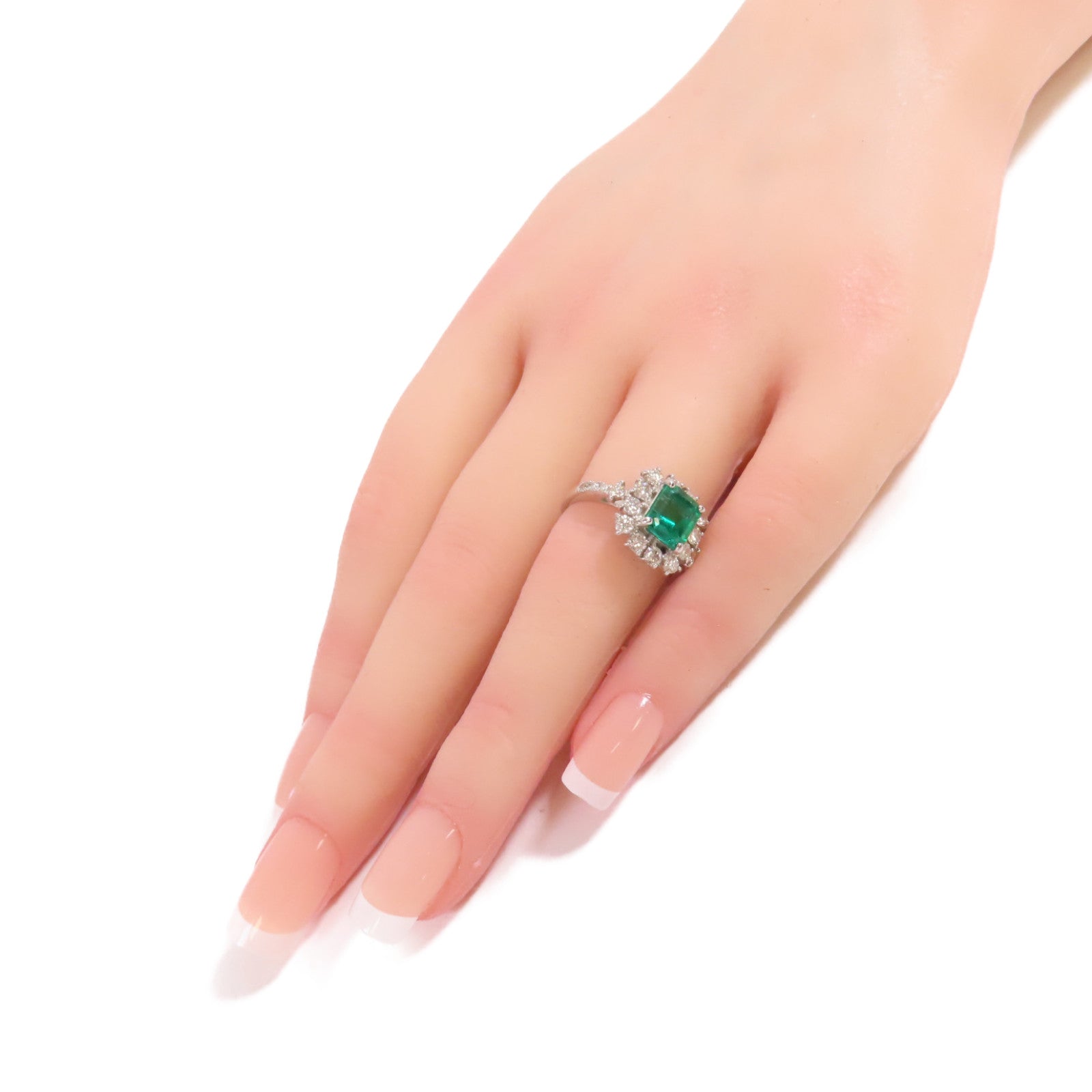 JEWELRY PT950鉑金/1.48ct綠寶石/0.86ct鑽石Emerald Diamond Ring戒指US#5.75