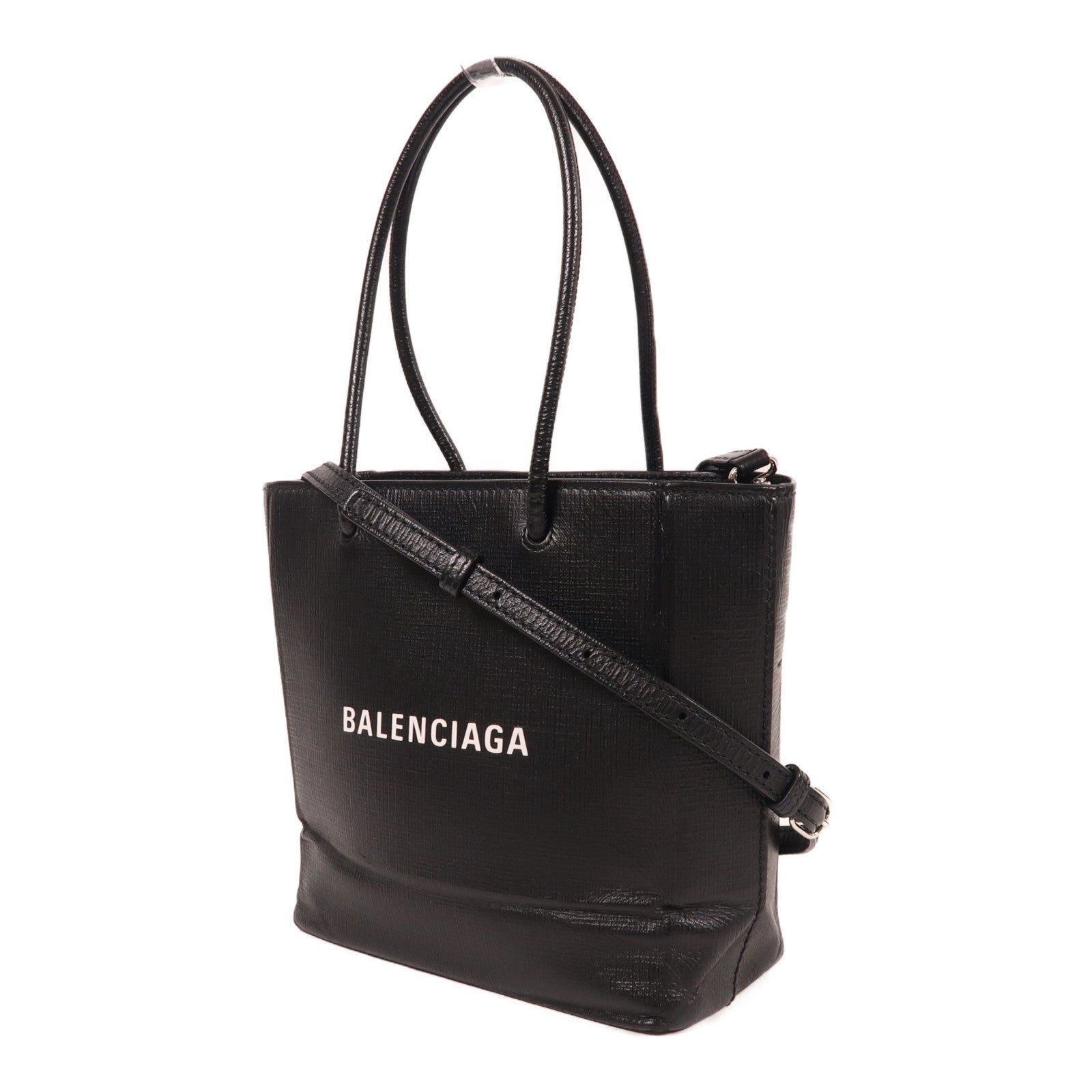 BALENCIAGA 牛皮皮革2 way Shoulder Bag銀扣手挽肩背兩用袋黑色