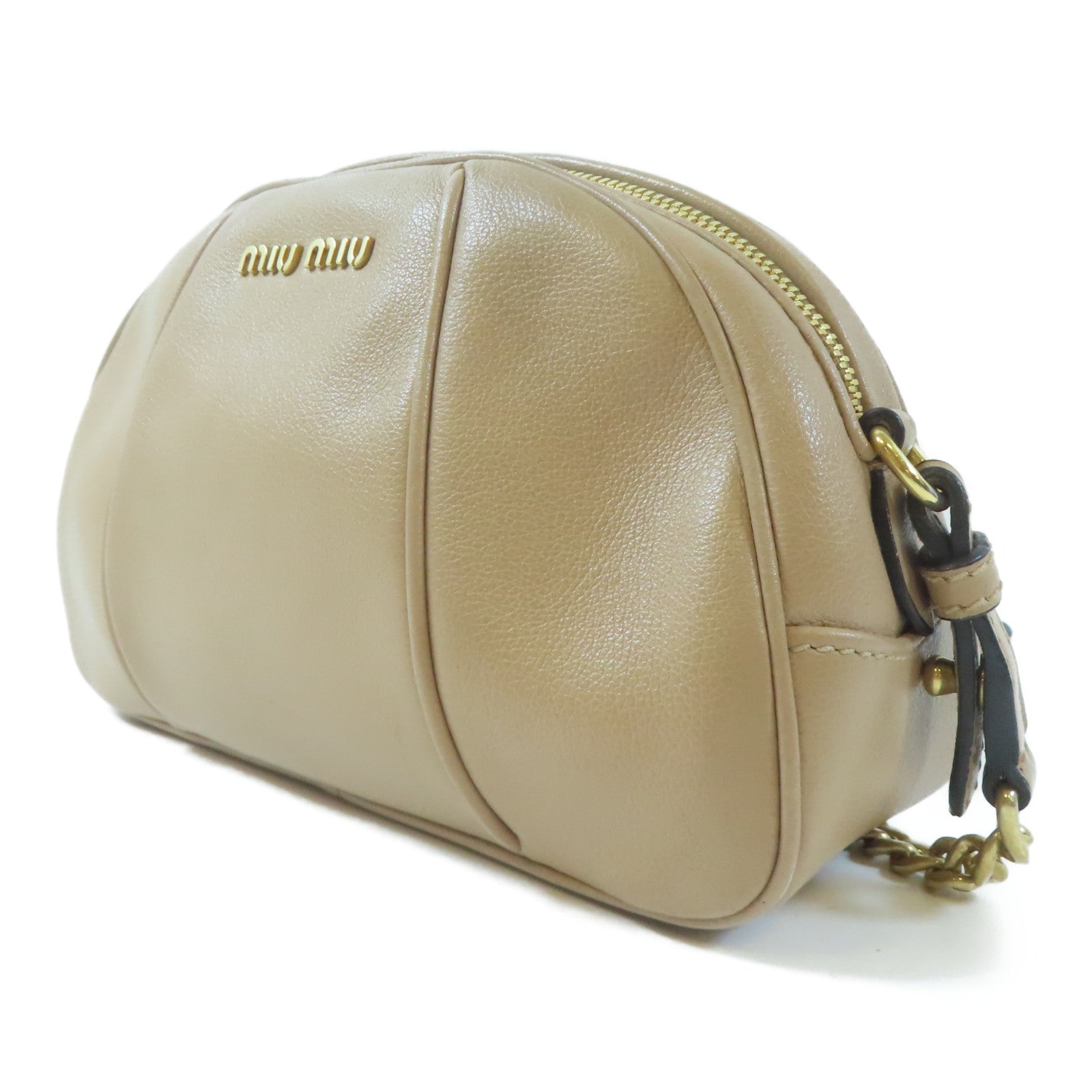 Miu Miu 牛皮皮革Shoulder Bag肩背袋米色