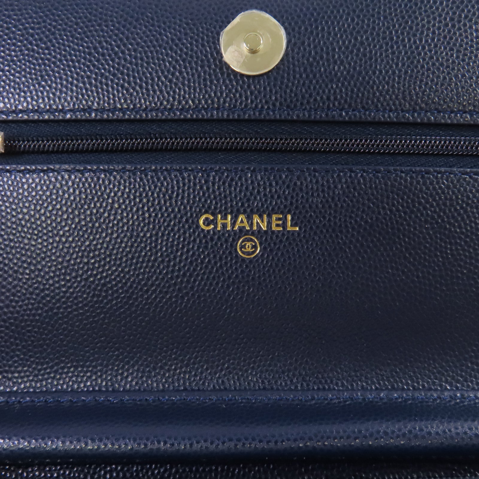CHANEL 菱格Caviar皮革WOC Wallet On Chain Shoulder Bag銀扣鏈帶肩背袋藍色