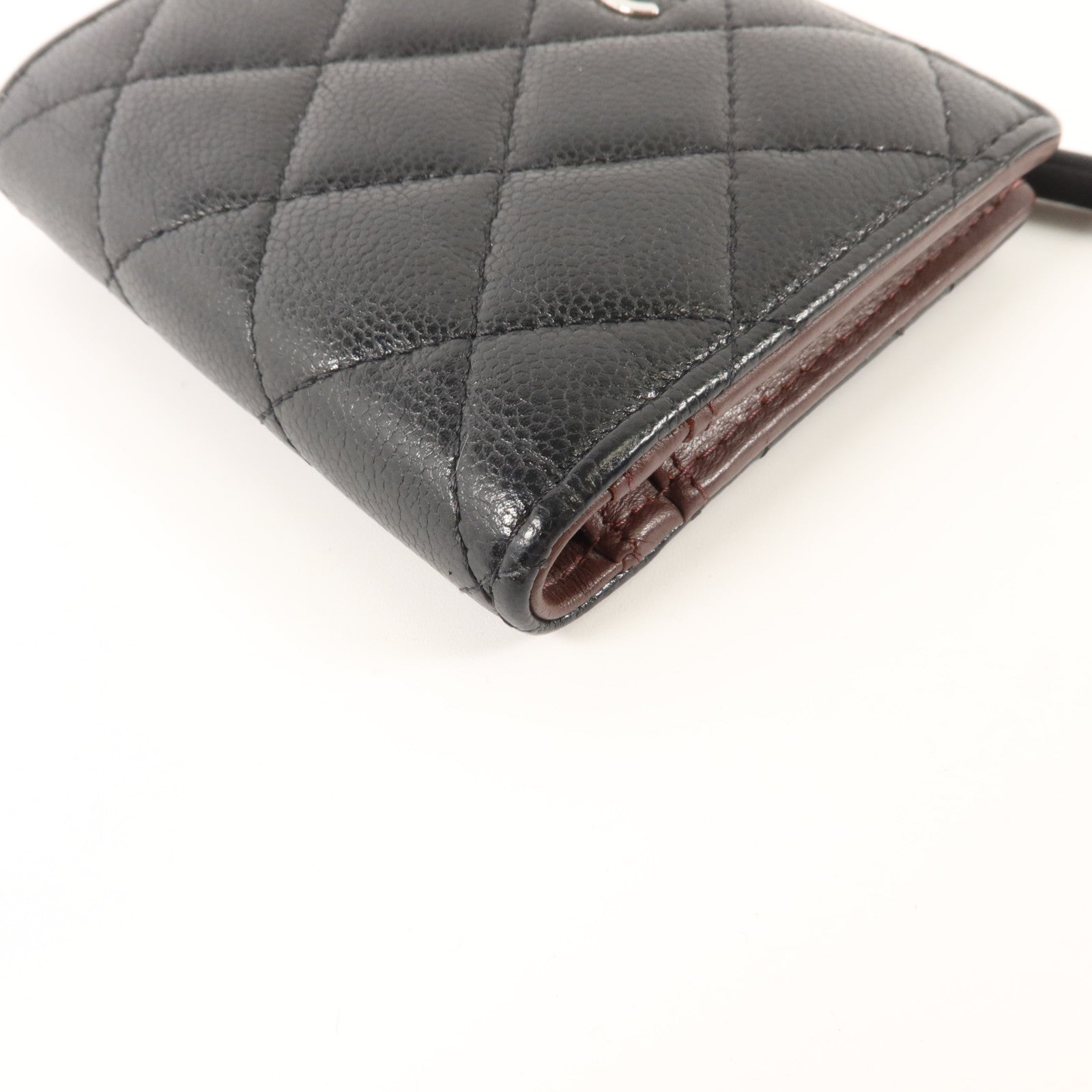 CHANEL 牛皮皮革Compact Wallet銀扣錢包