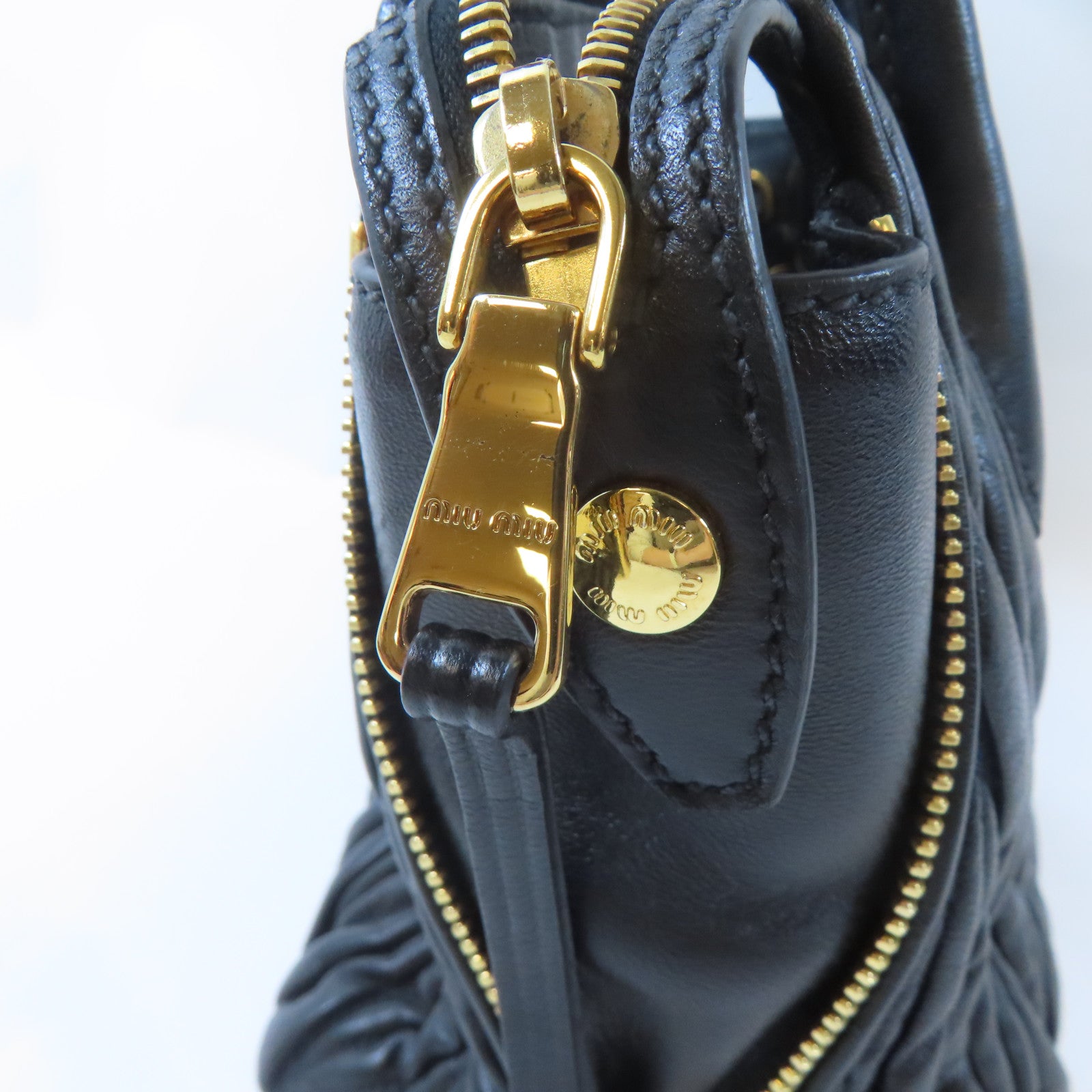 Miu Miu 牛皮皮革2 Way Shoulder Bag金扣手挽肩背兩用袋黑色