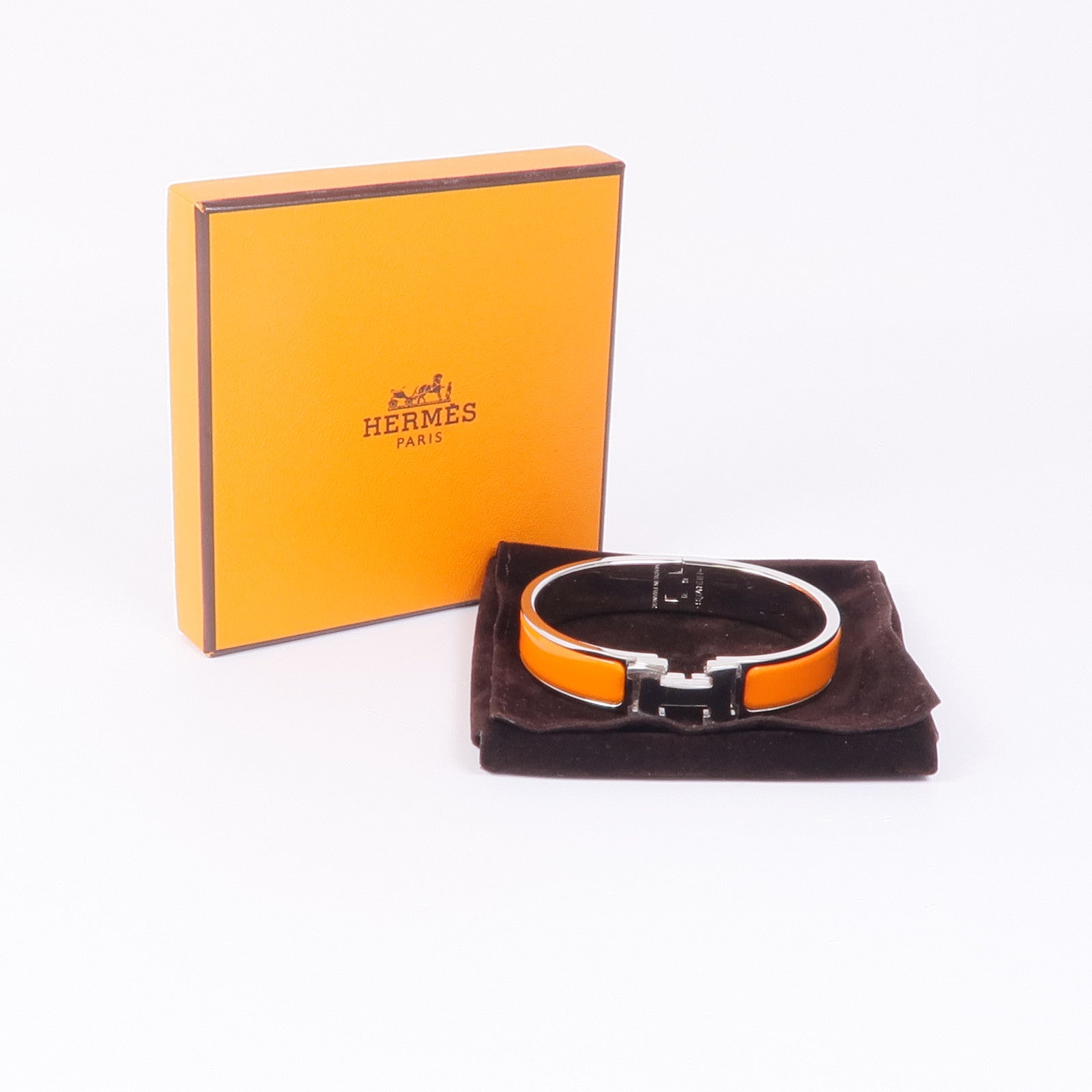 HERMES 金屬/琺瑯Clic H手鐲Orange
