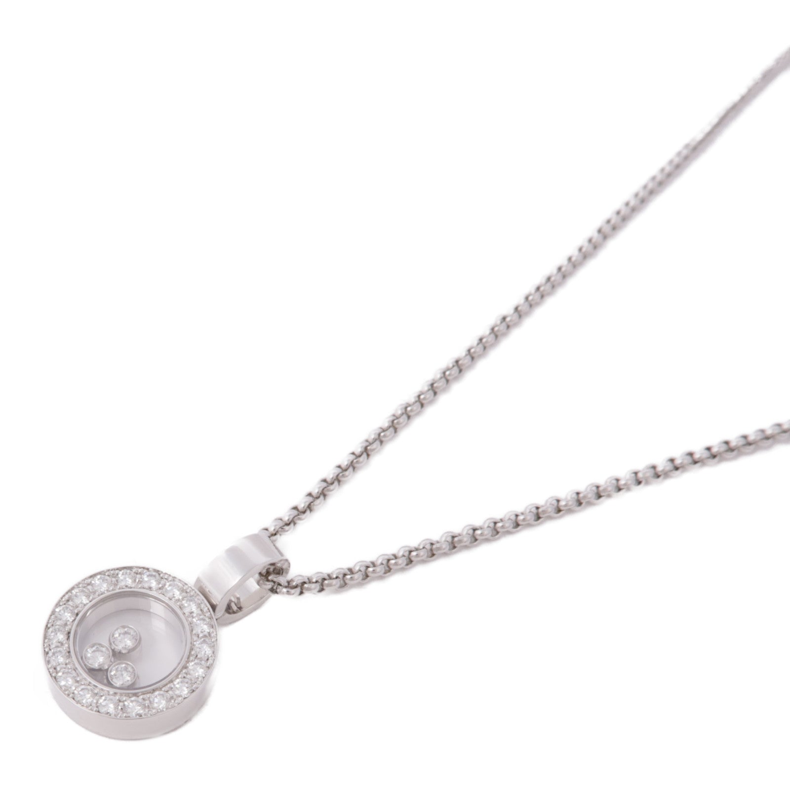 Chopard 18K白金Happy Diamond Necklace鑽石項鍊