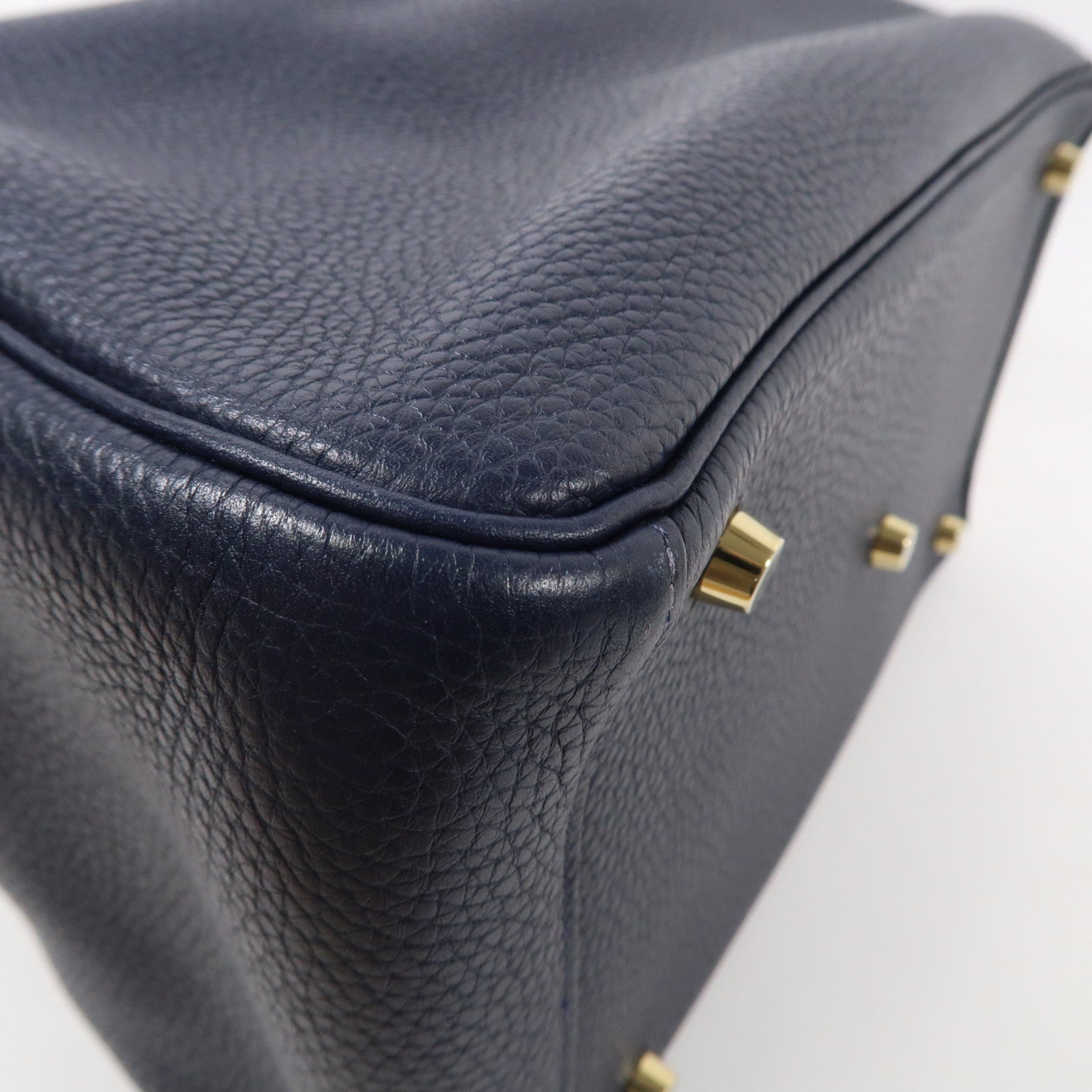 HERMES 【激減優惠】Clemence皮革Lindy 30金扣手挽肩背兩用袋Bleu Nuit/午夜藍色
