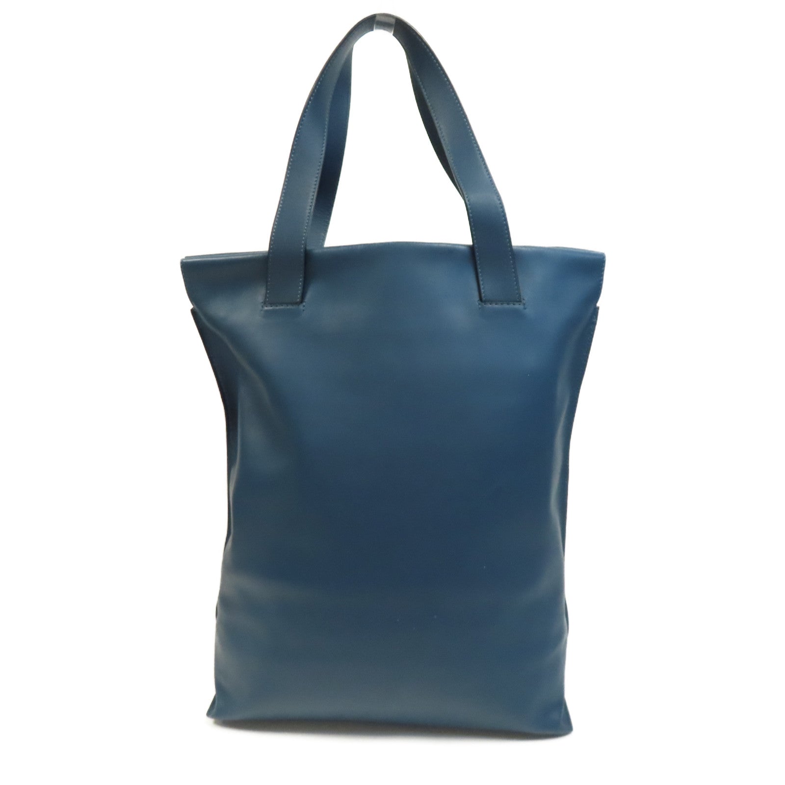 LOEWE 牛皮皮革Tote Bag銀扣手挽袋藍色