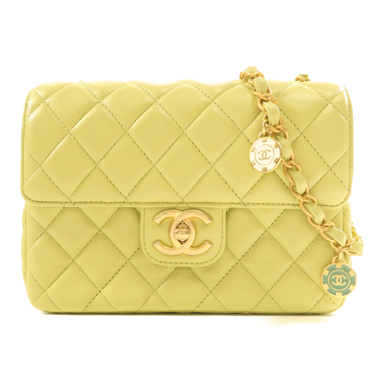 CHANEL 羊皮皮革Chain Shoulder金扣肩背袋